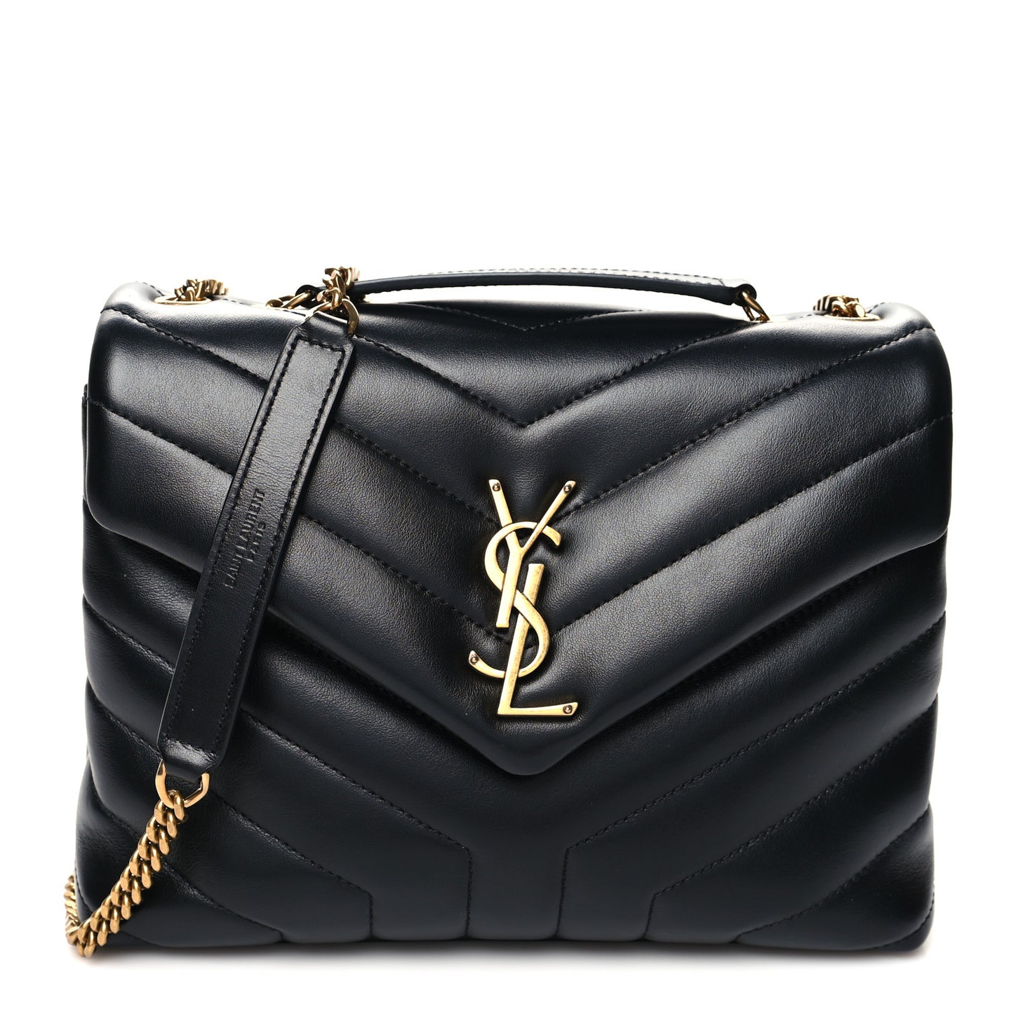 Calfskin Y Quilted Monogram Small Loulou Chain Satchel Black