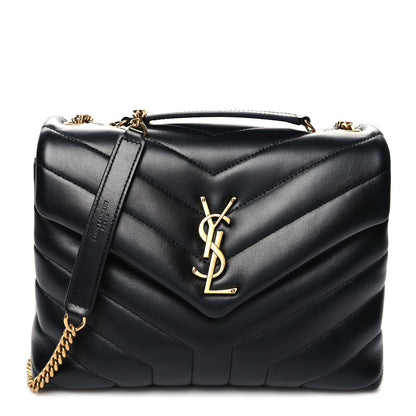 Saint Laurent Calfskin Y Quilted Monogram Small Loulou Chain Satchel Black 1 of 11