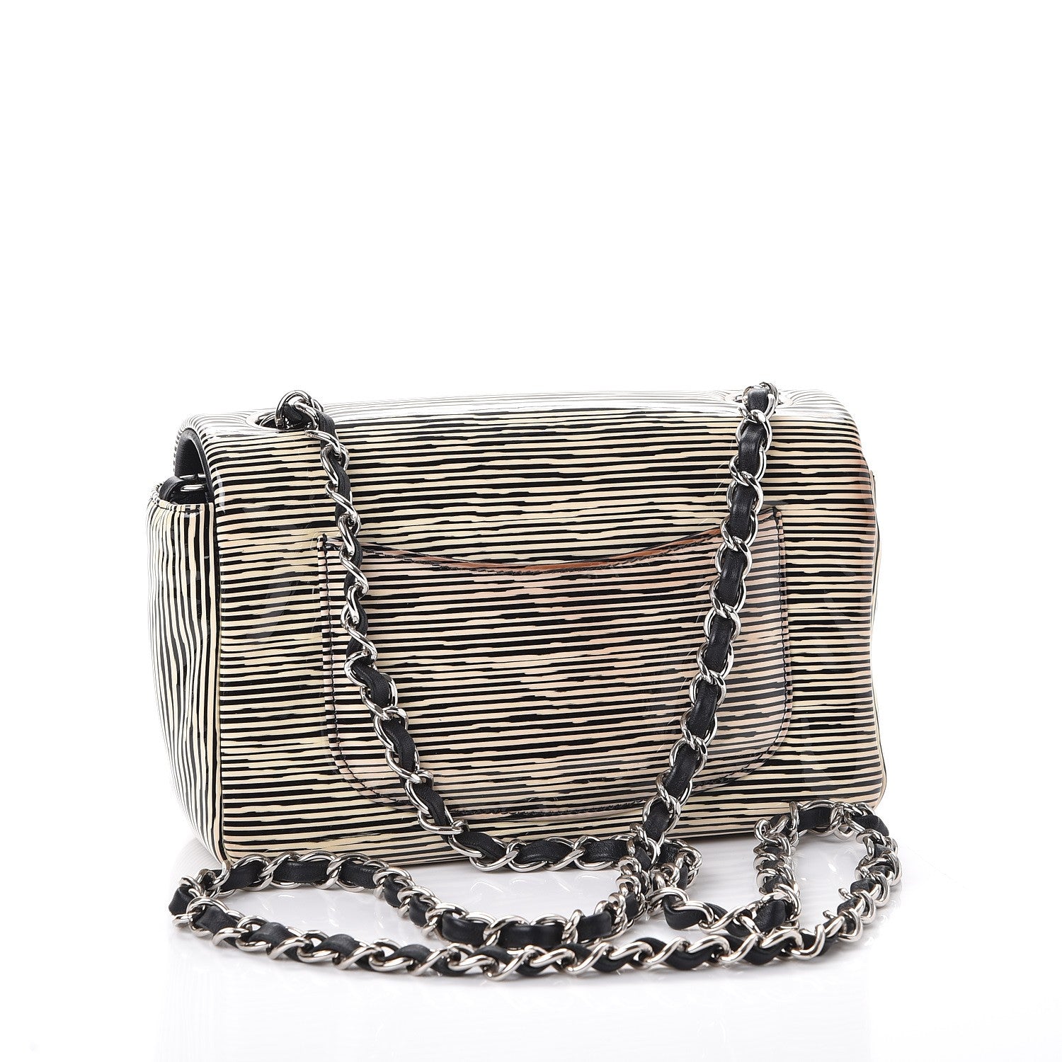 Chanel Patent Calfskin Striped Mini Rectangular Flap Black 3 of 12