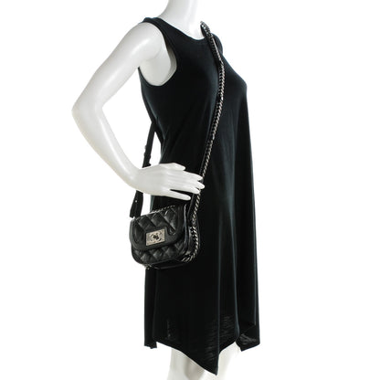 Chanel Shiny Goatskin Quilted Small Double Chained Messenger Flap Black 2 of 8