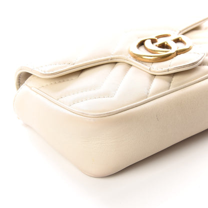 Gucci Calfskin Matelasse Super Mini GG Marmont Shoulder Bag White 5 of 14