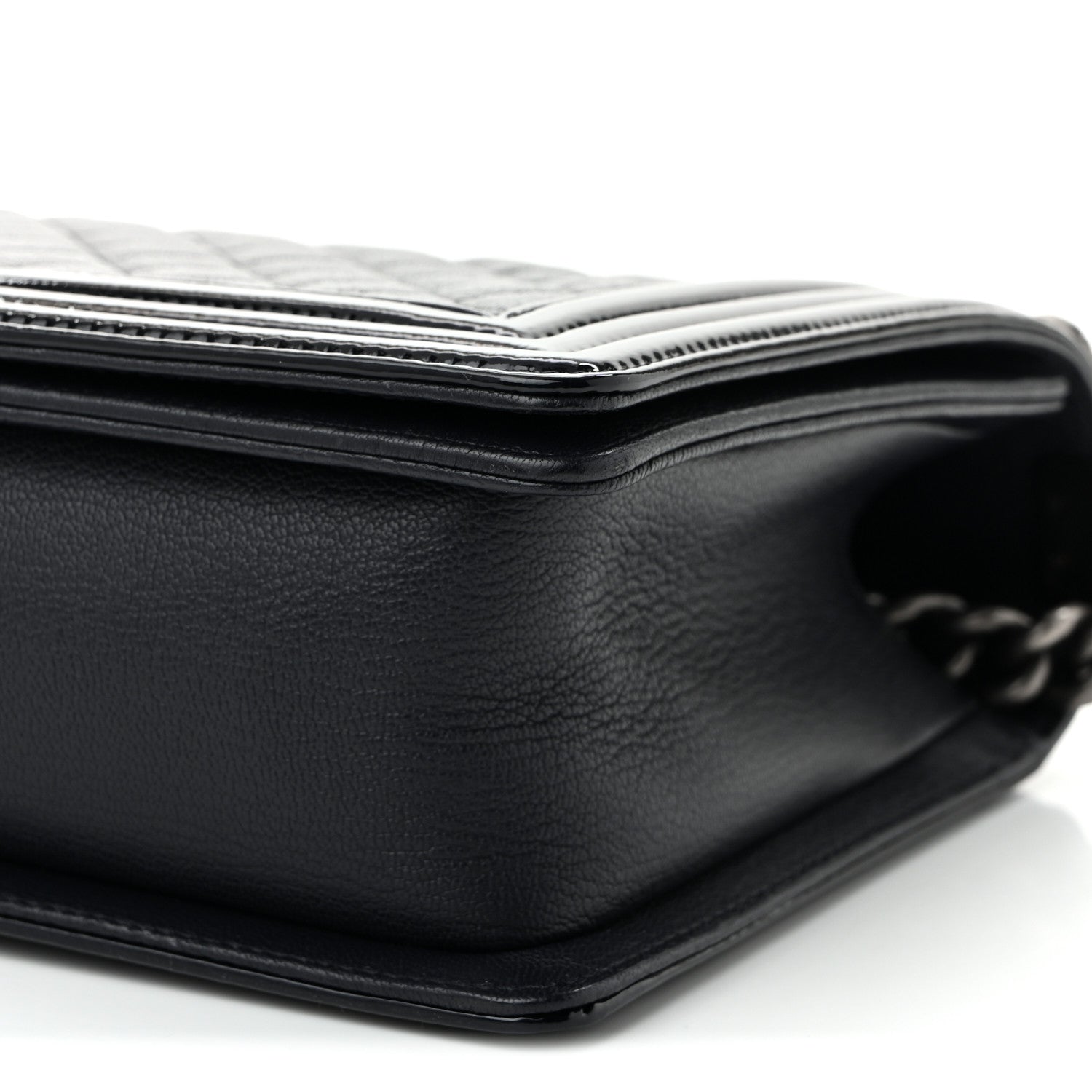 Chanel Goatskin Quilted Patent New Medium Duo Boy Flap Black 9 of 9