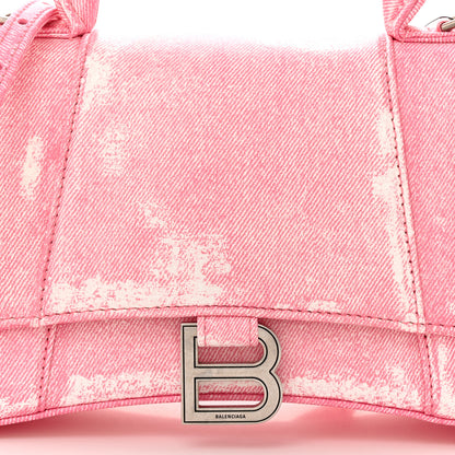 Balenciaga Nappa Denim Printed Small Hourglass Top Handle Bag Denim Pink 8 of 10