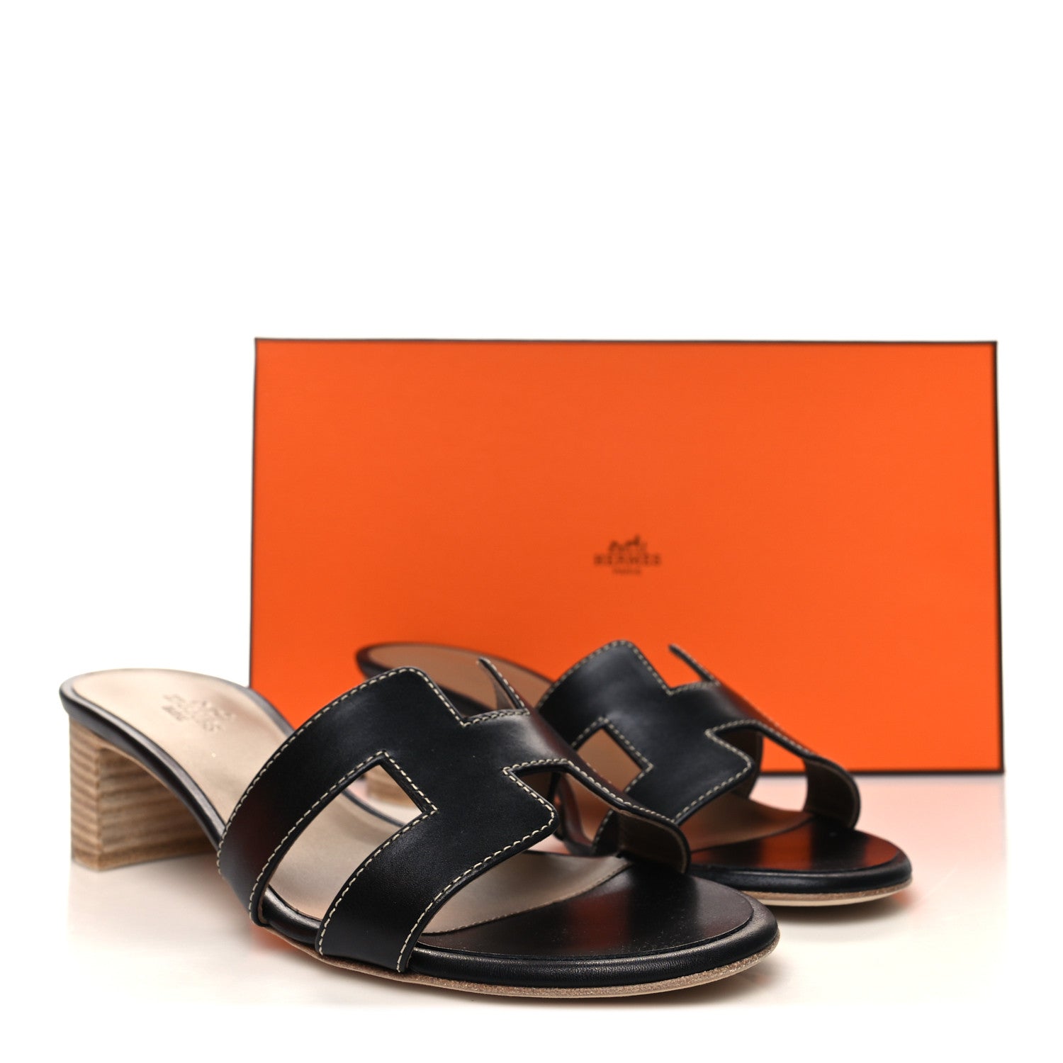 Hermes Calfskin Oasis Sandals 37.5 Black 9 of 9