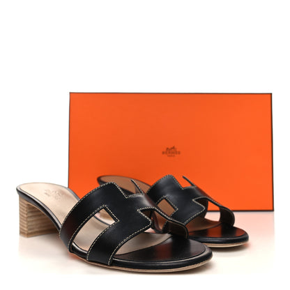 Hermes Calfskin Oasis Sandals 37.5 Black 9 of 9