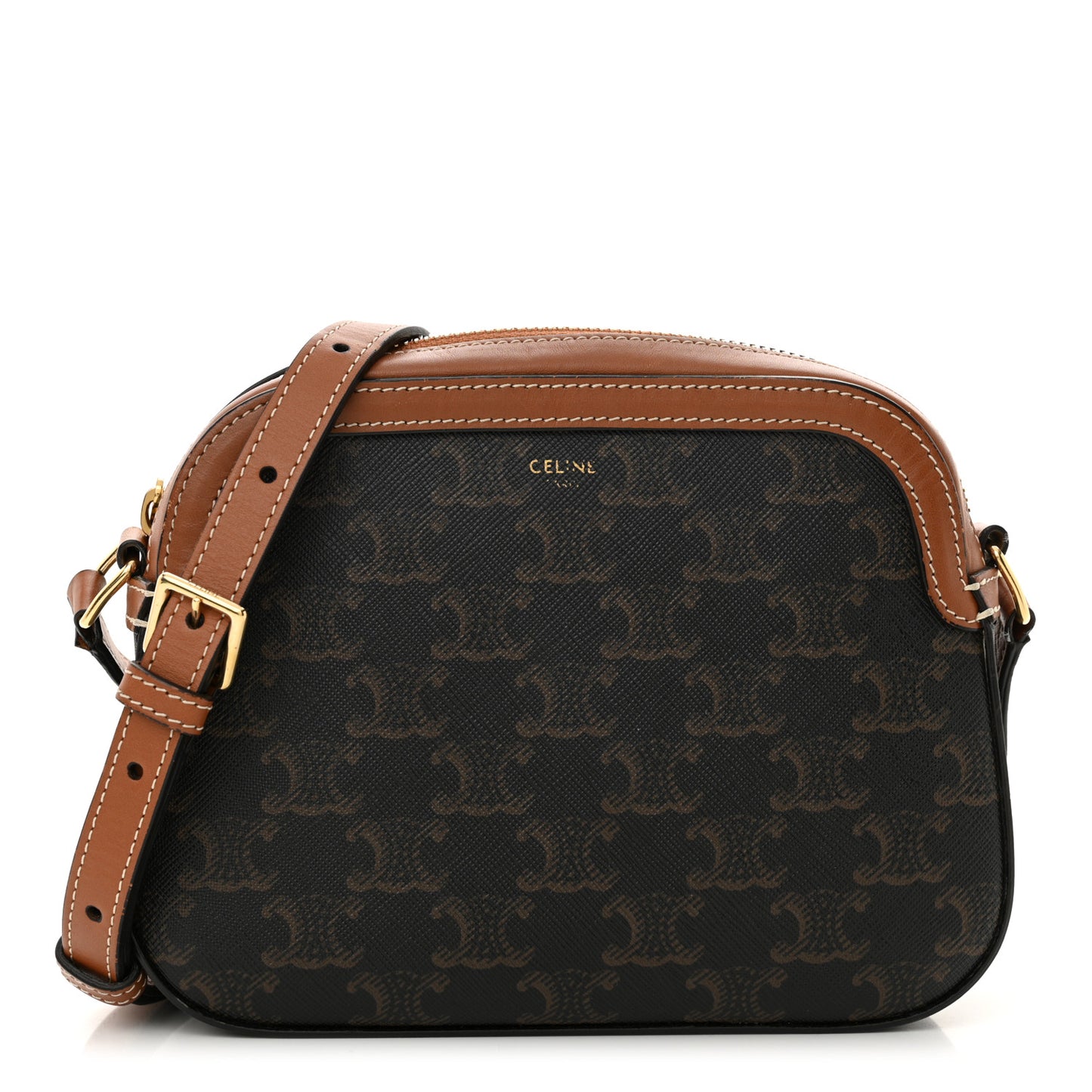 Triomphe Canvas Small Camera Bag Tan