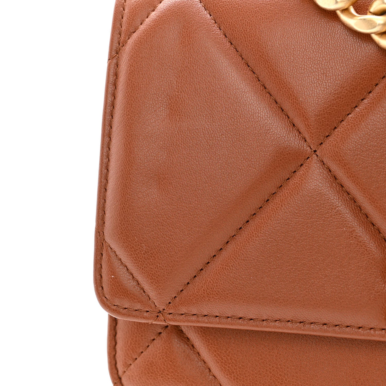 Chanel Lambskin Quilted Chanel 19 Wallet On Chain WOC Light Brown 13 of 14