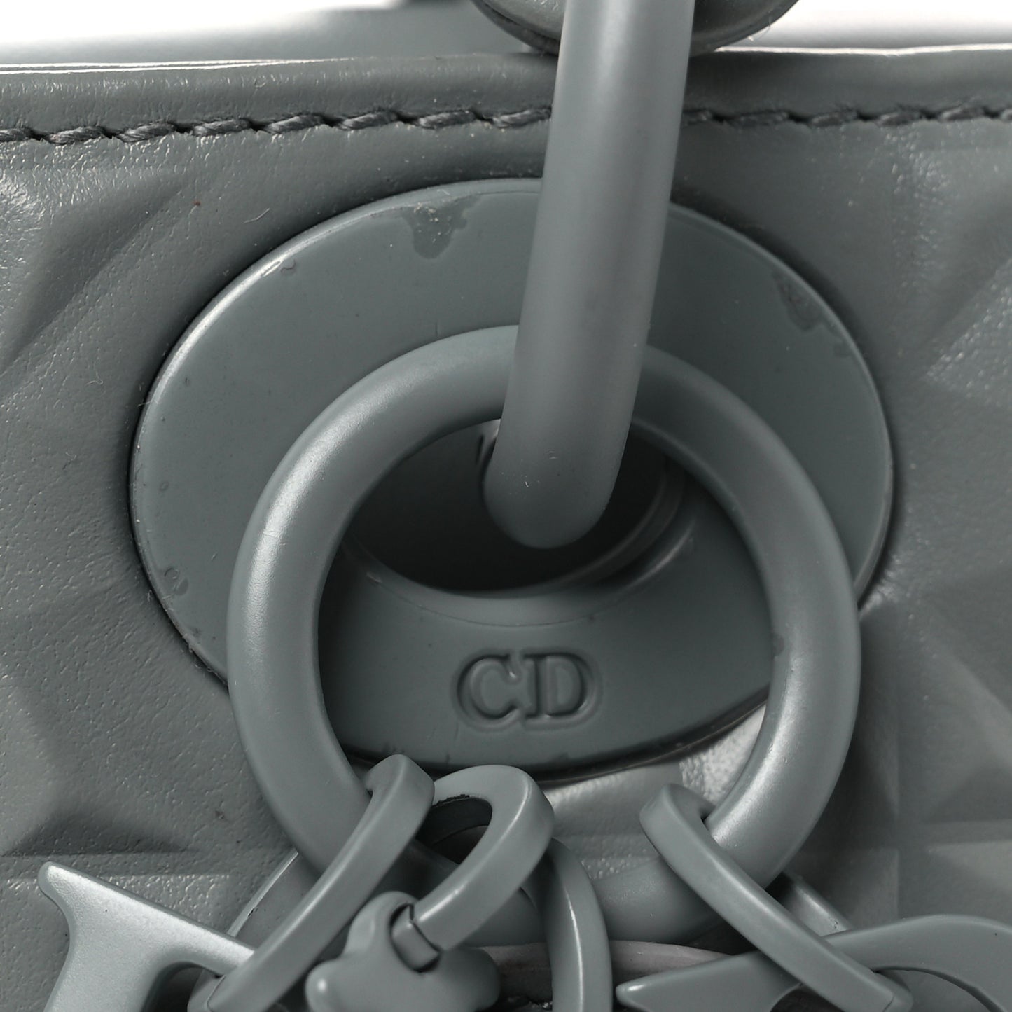 Calfskin Cannage Diamond Medium Lady D-Joy Grey