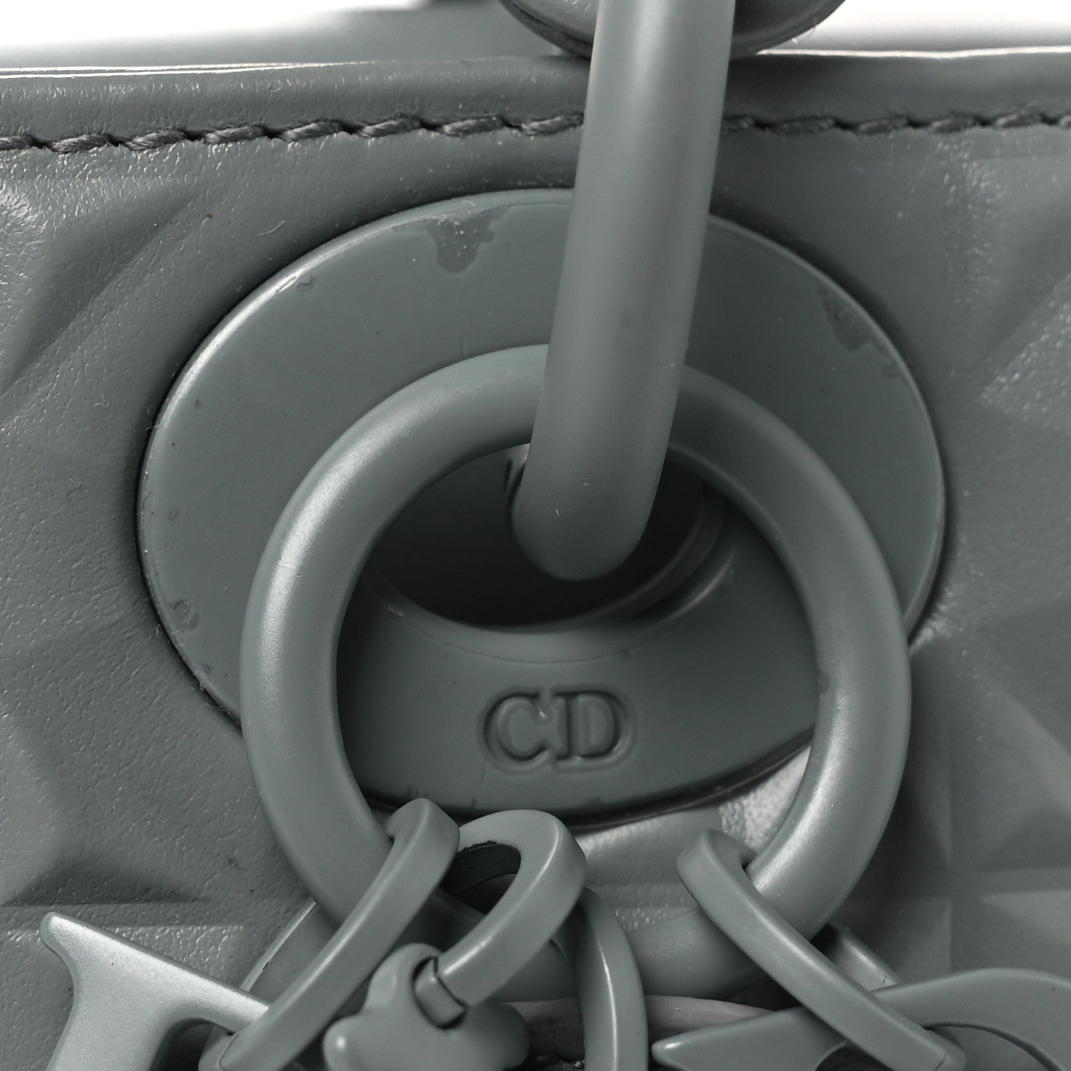 Christian Dior Calfskin Cannage Diamond Medium Lady D-Joy Grey 11 of 12
