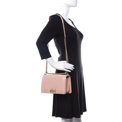 Chanel Patent Calfskin Quilted Medium Boy Flap Light Pink 2 of 13