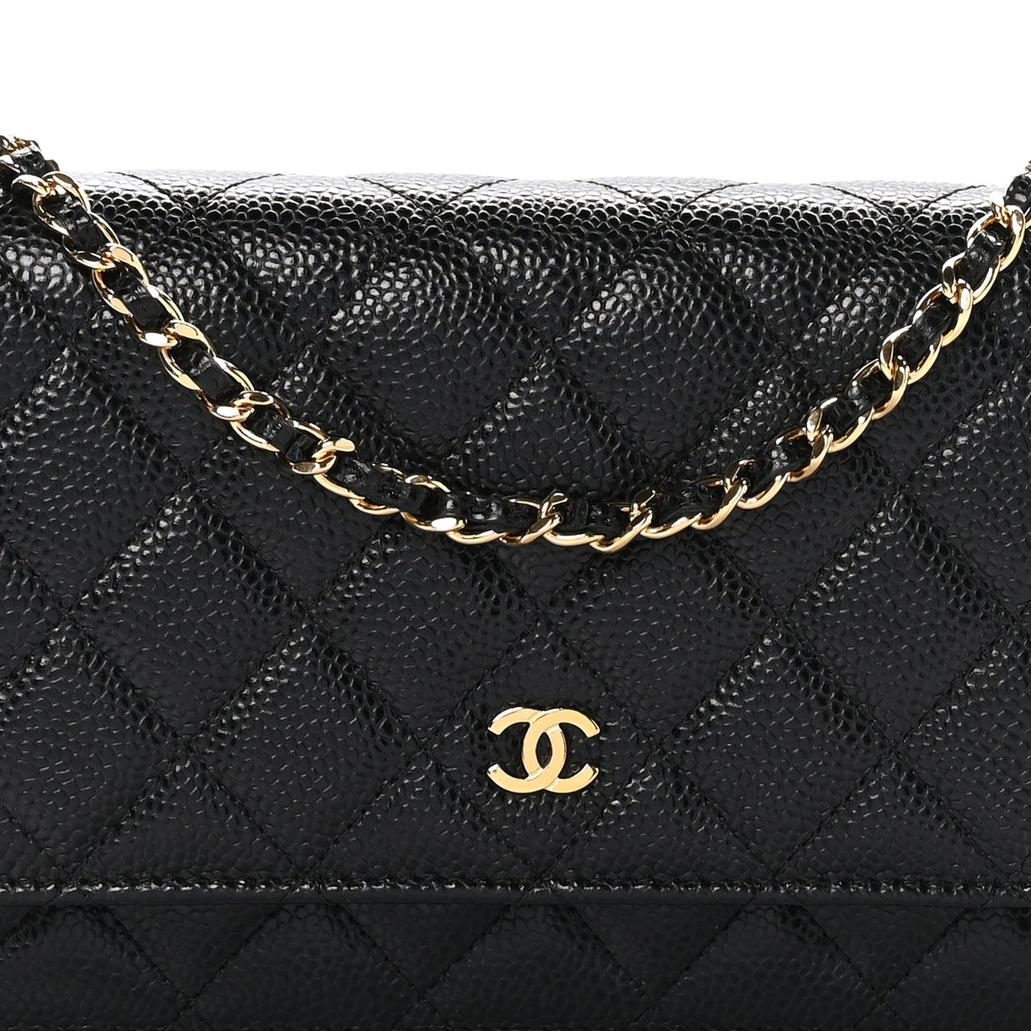 Caviar Quilted Wallet On Chain WOC Black