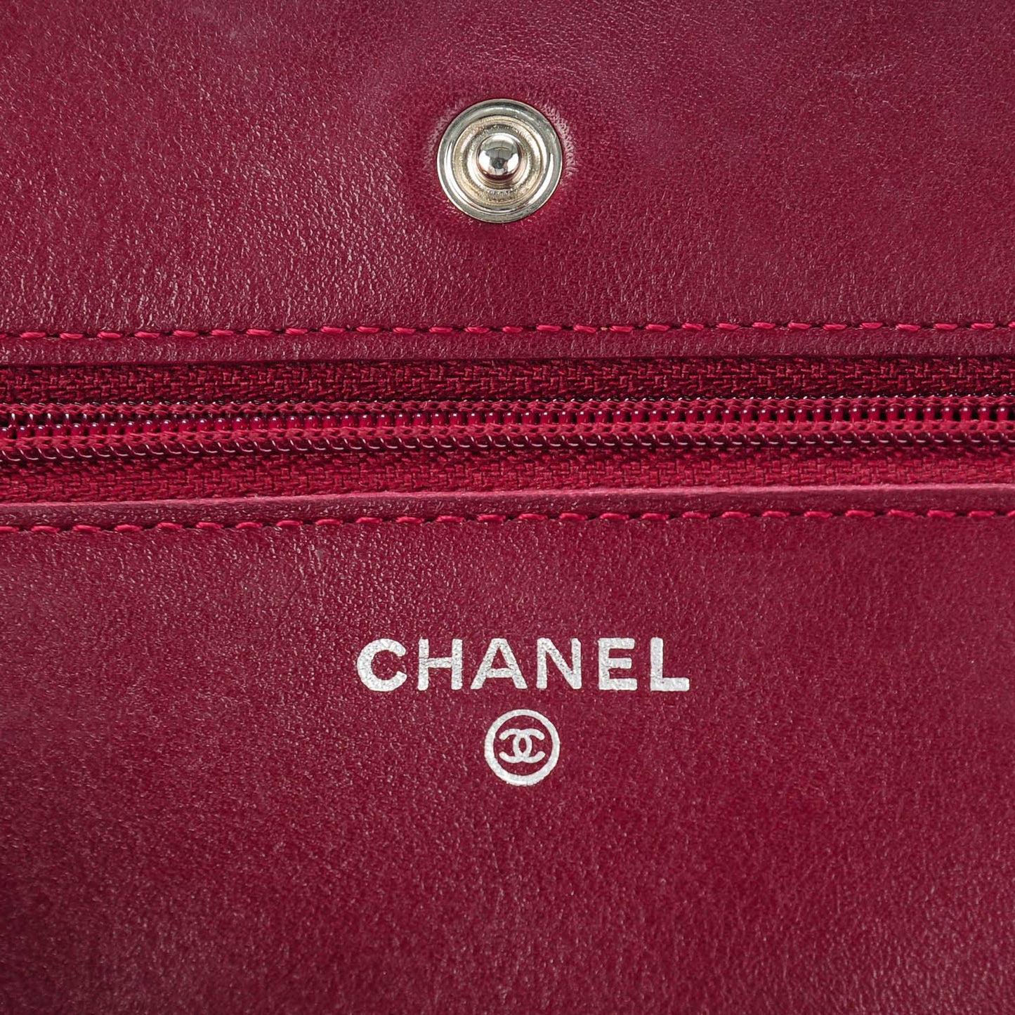 Patent Quilted Wallet On Chain WOC in Dark Red