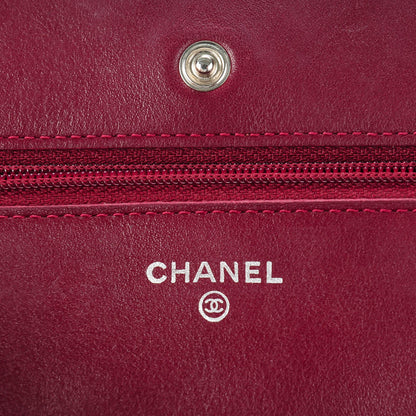 Chanel Patent Quilted Wallet On Chain WOC in Dark Red 5 of 8