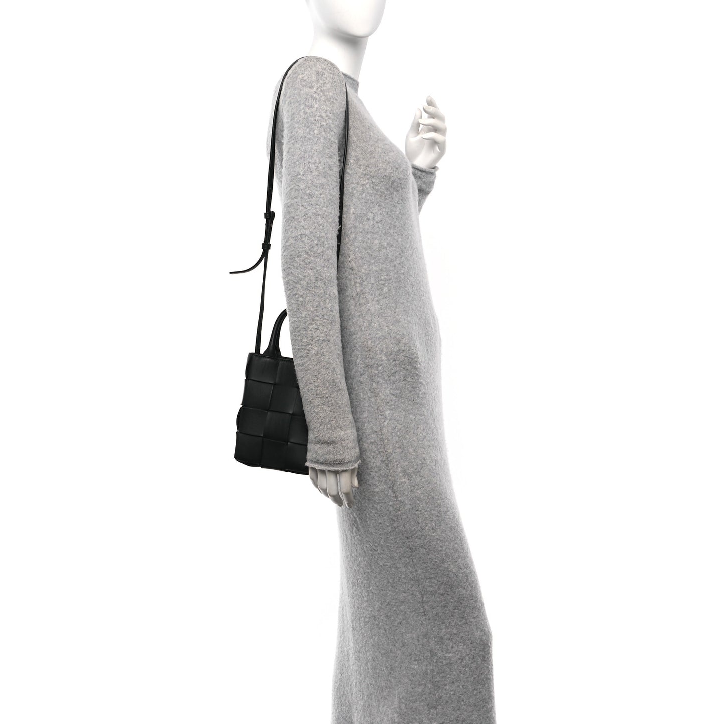 Lambskin Maxi Intrecciato Mini North South Cassette Tote Black