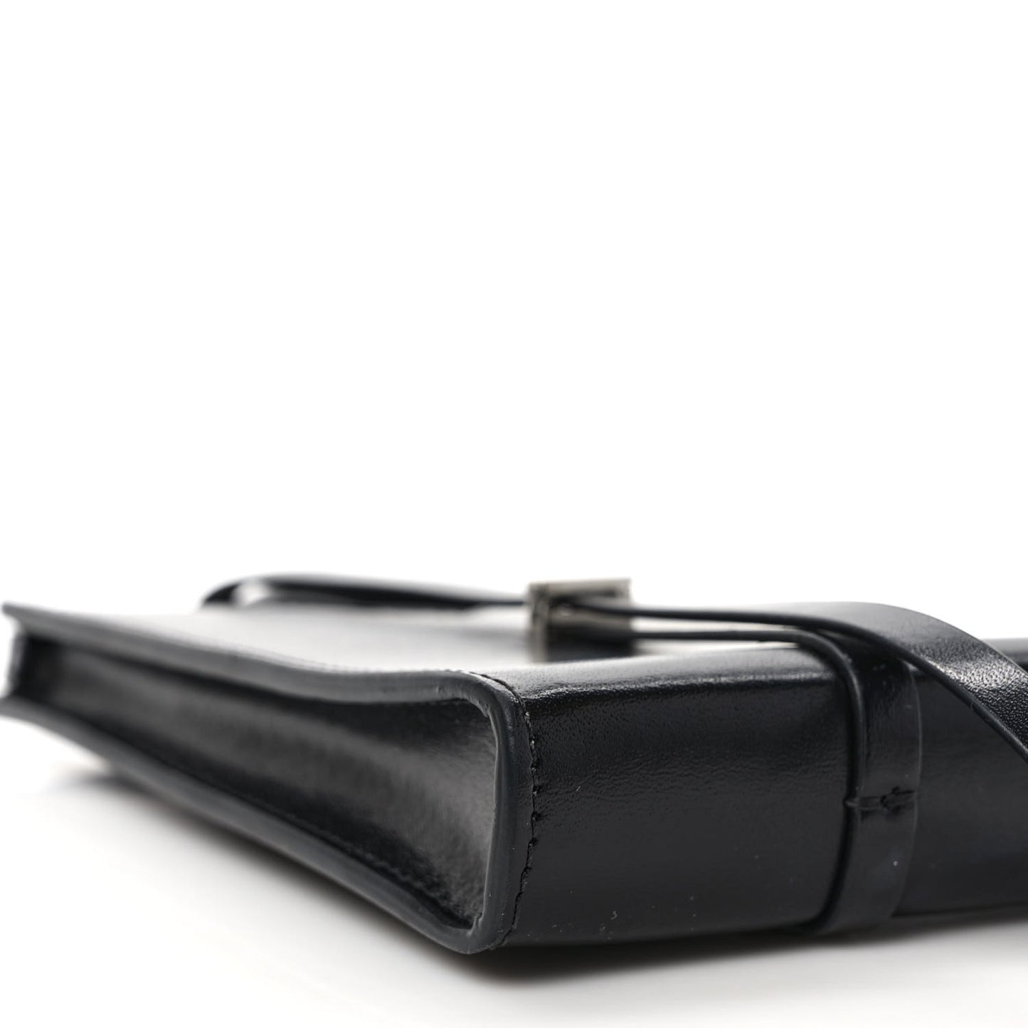 Calfskin Mini Cut Out Phone Crossbody Pouch Black