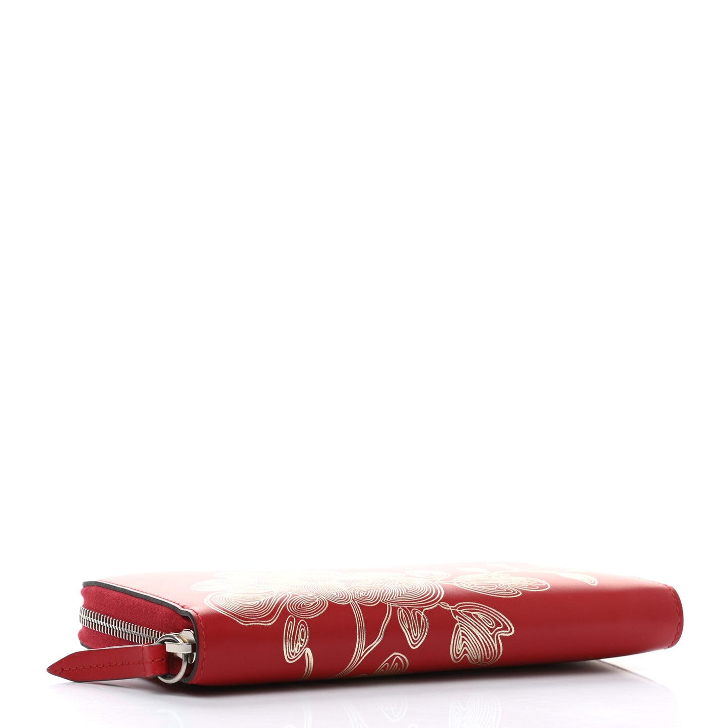 Calfskin Chinese New Year Zip Around Wallet Red