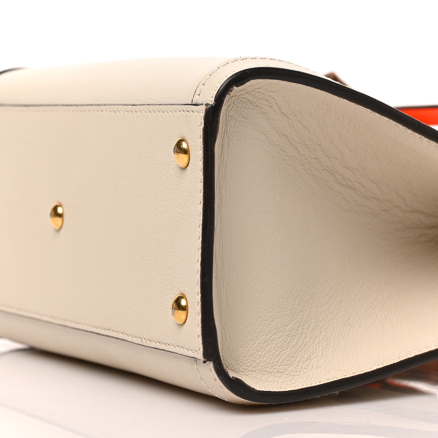 Wonka Grain Calfskin Mini Diana Tote Bag Mystic White Orange Fluo