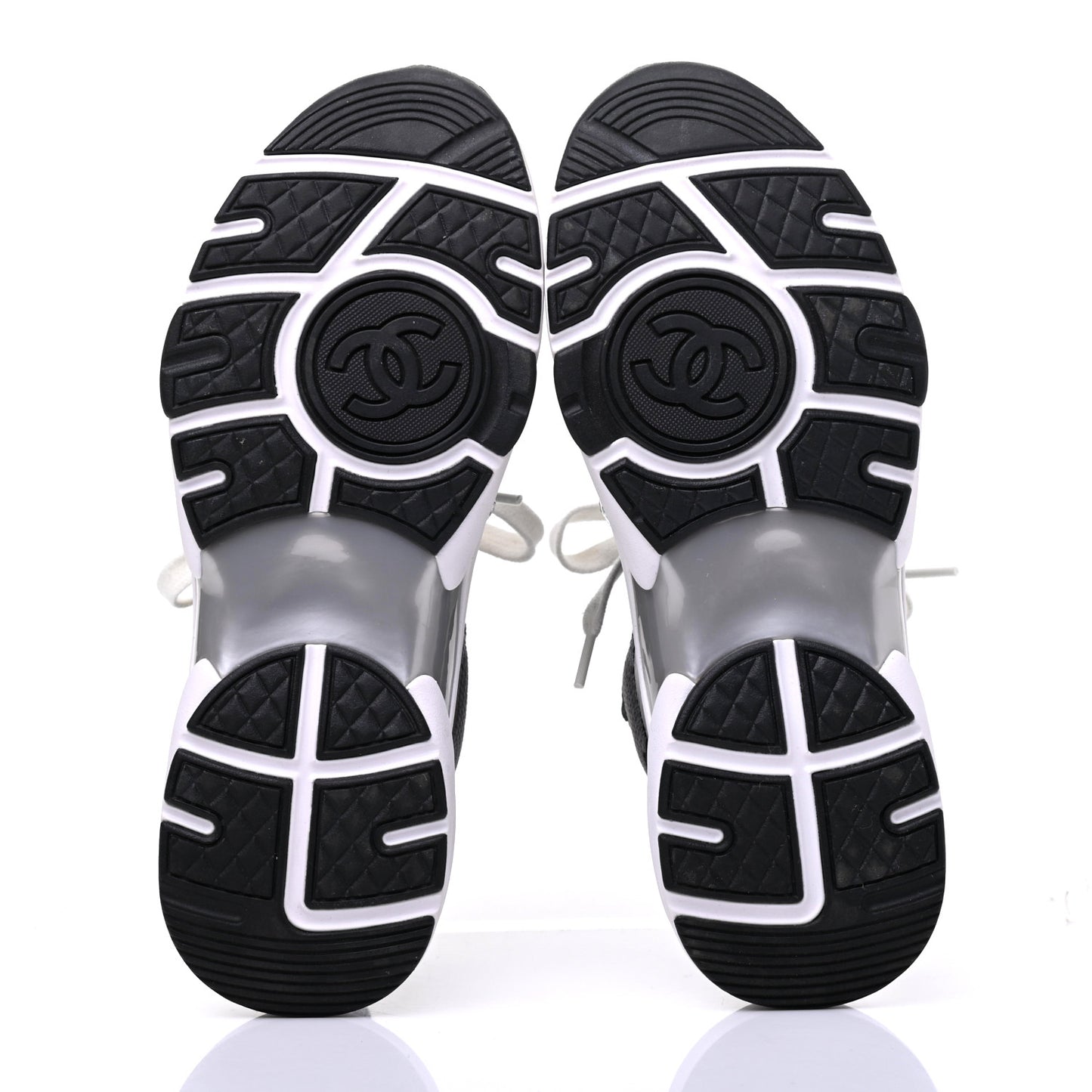 Fabric Calfskin Suede CC Womens Sneakers 35 Black Grey