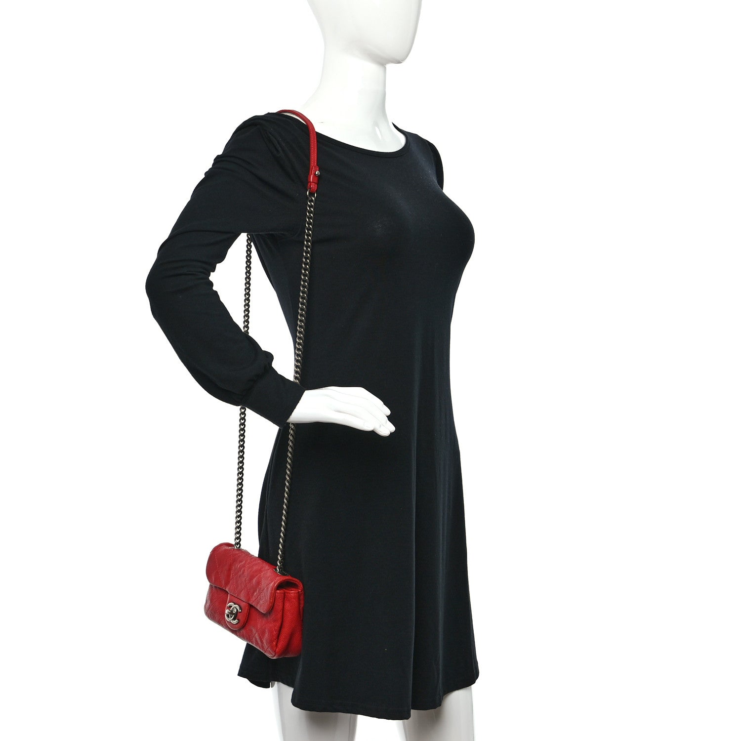 Chanel Caviar Quilted Mini Simply CC Flap Red 2 of 14