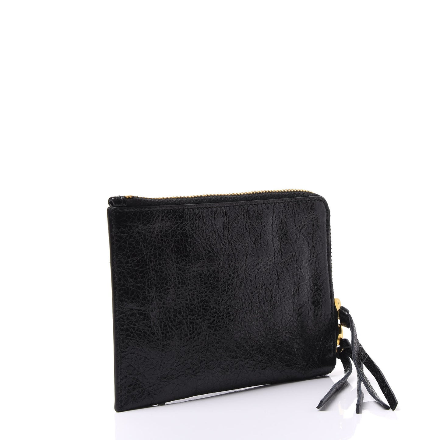 Agneau Arena Classic Gold Hardware Mini Pouch Black