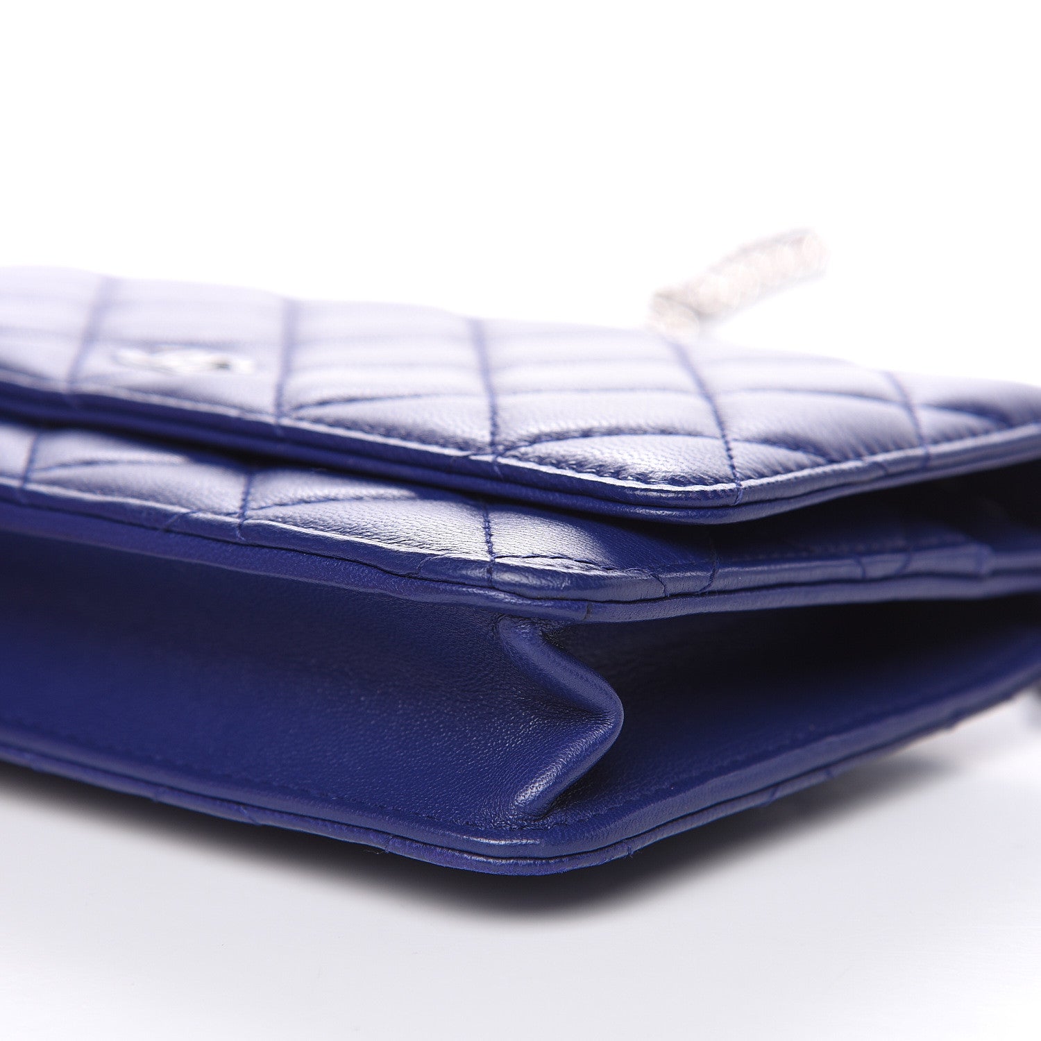 Chanel Lambskin Quilted Wallet On Chain WOC Blue 8 of 15
