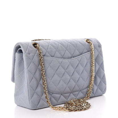 Chanel Jersey Quilted Medium Double Flap Light Blue 3 of 16