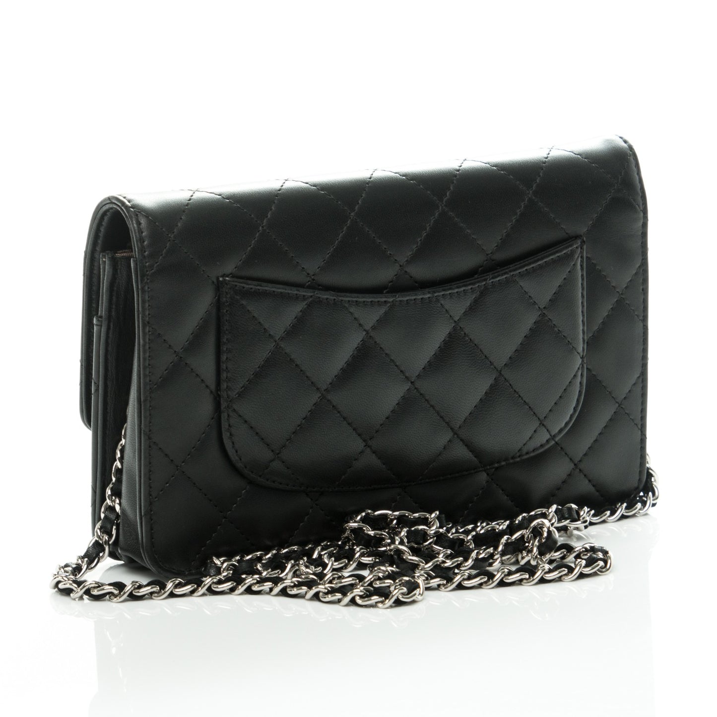 Lambskin Quilted Wallet On Chain WOC Black