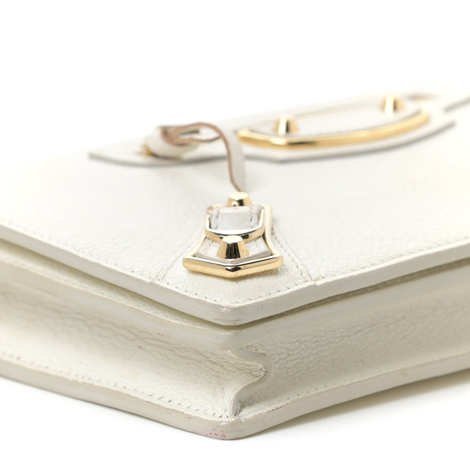 Balenciaga Agneau Gold Metallic Edge Hardware Wallet On Chain White 4 of 13