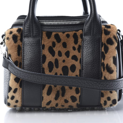 Alexander Wang Kangaroo Fur Mini Rockie Black Cheetah Rhodium Hardware 8 of 10