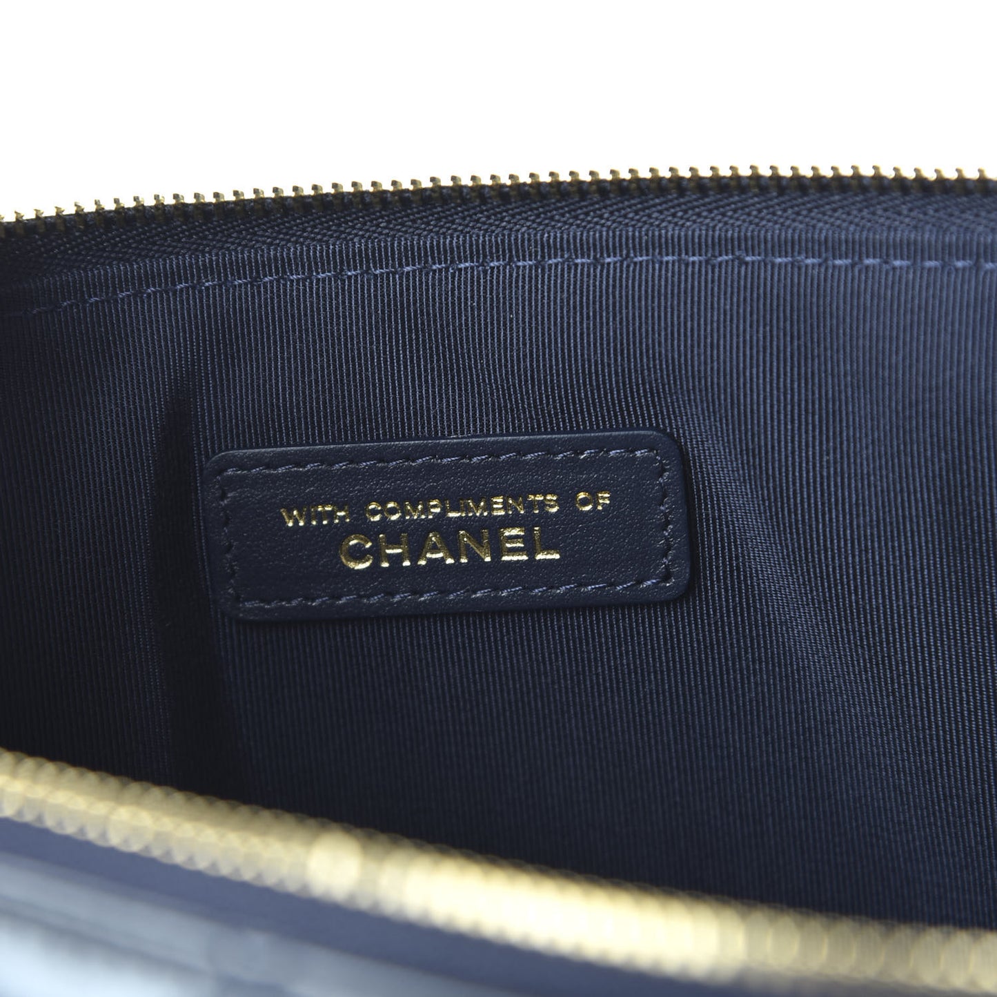 Lambskin Quilted Pearl Crush Medium Cosmetic Case Dark Blue