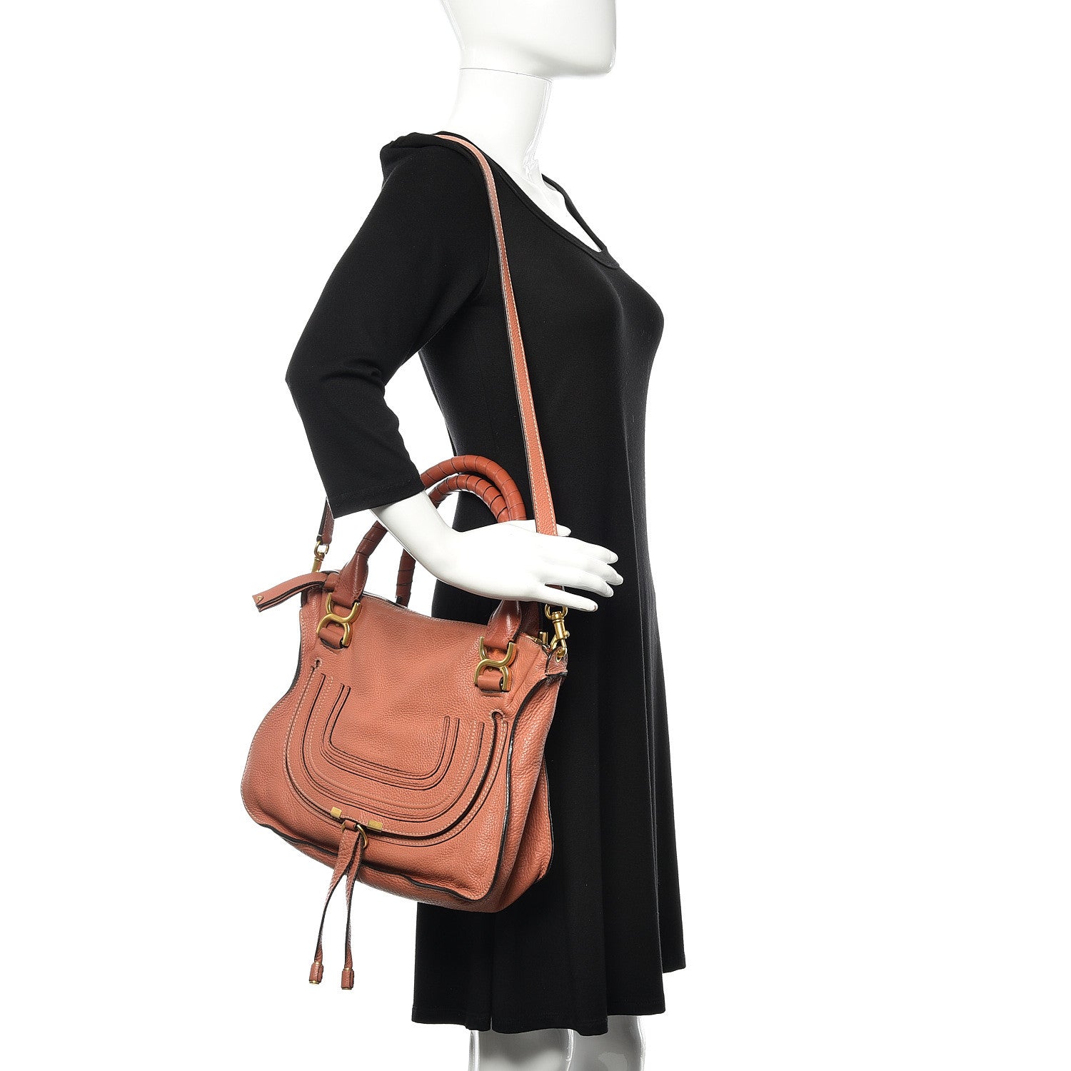 Chloe Calfskin Medium Marcie Satchel Coral 2 of 8
