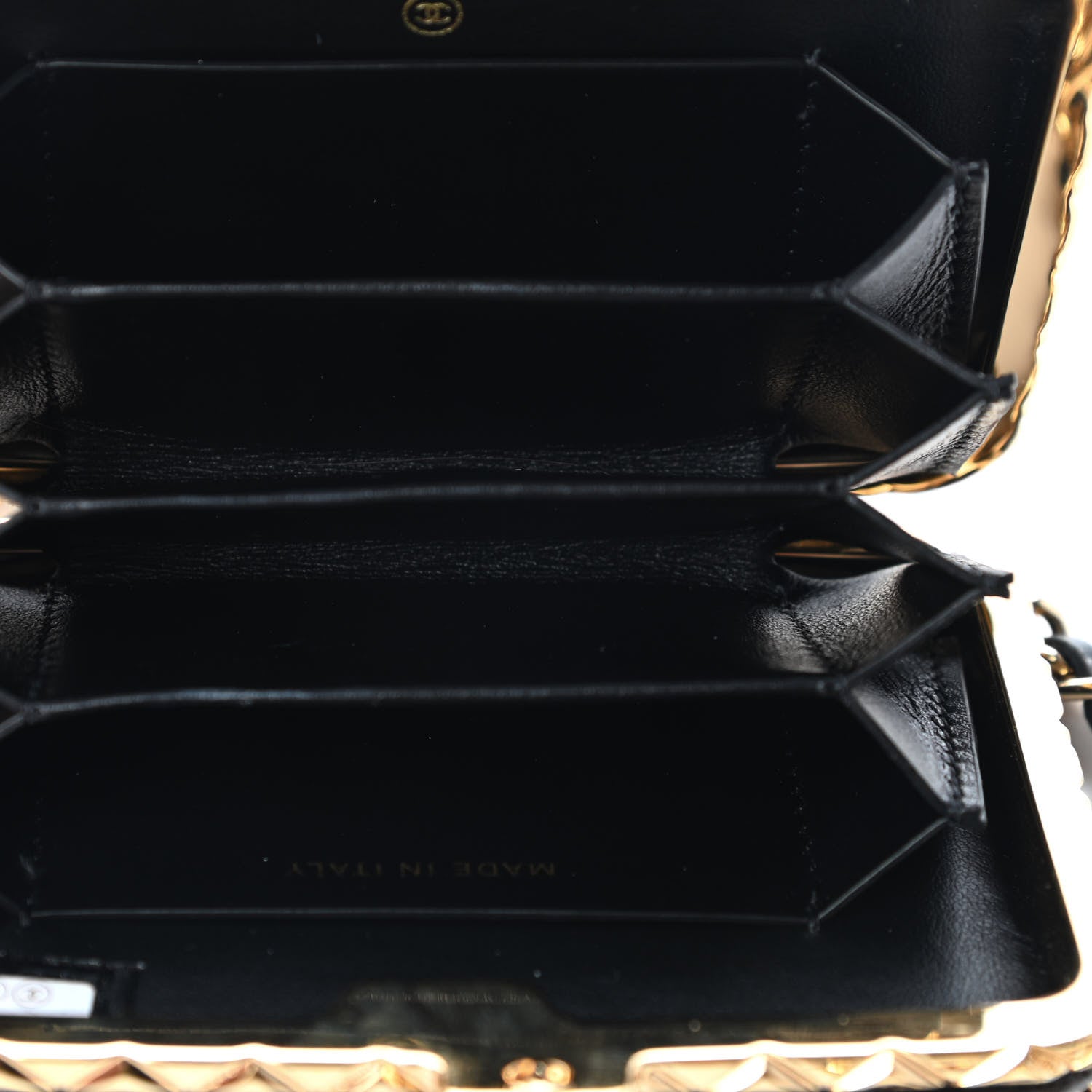Chanel Glazed Goatskin Quilted Small Box With Chain Black 5 of 10
