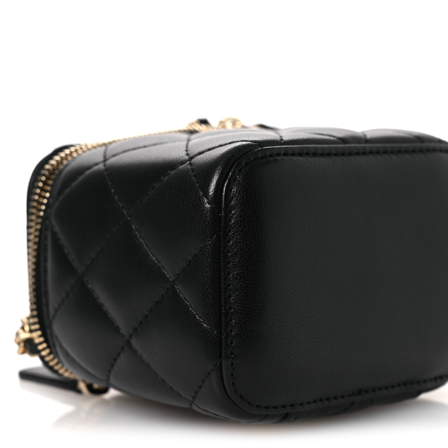 Chanel Lambskin Quilted Mini Pearl Crush Vanity Case With Chain Black 8 of 10