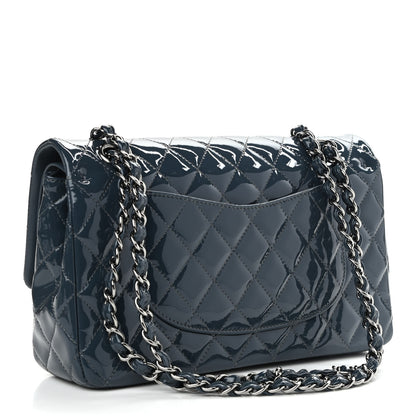 Chanel Patent Quilted Medium Double Flap Navy Blue 2 of 9