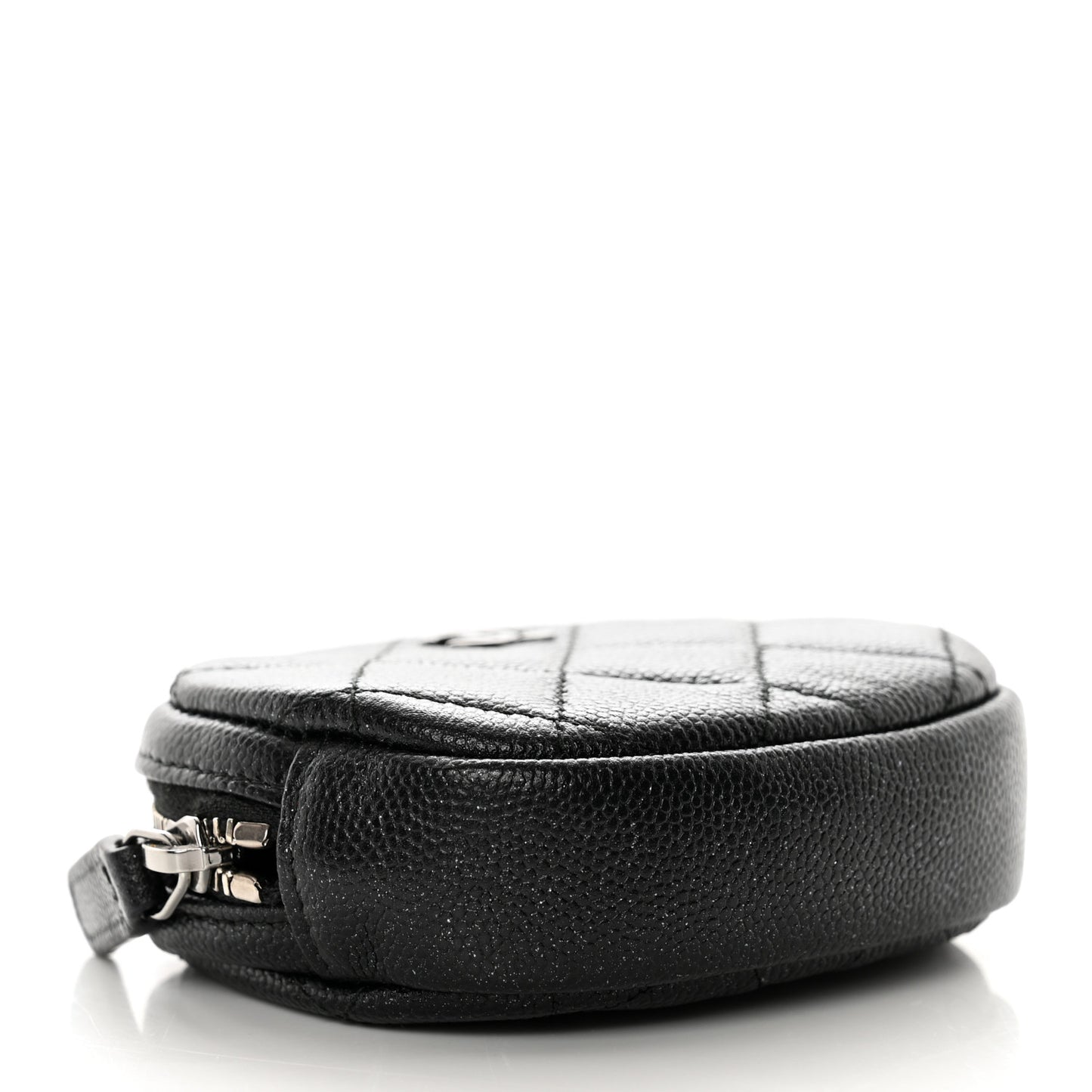 Iridescent Caviar Quilted Zip Around Classic Coin Purse Black