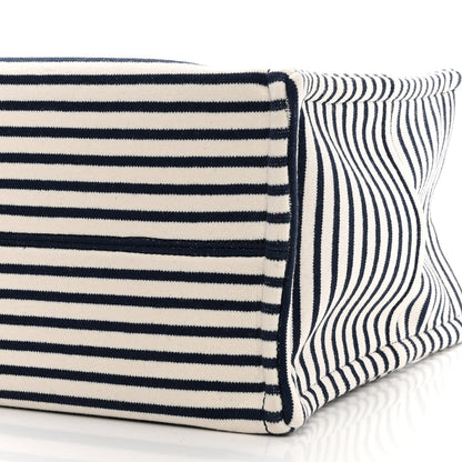Celine Canvas Calfskin Striped Triomphe Cabas Navy 8 of 9