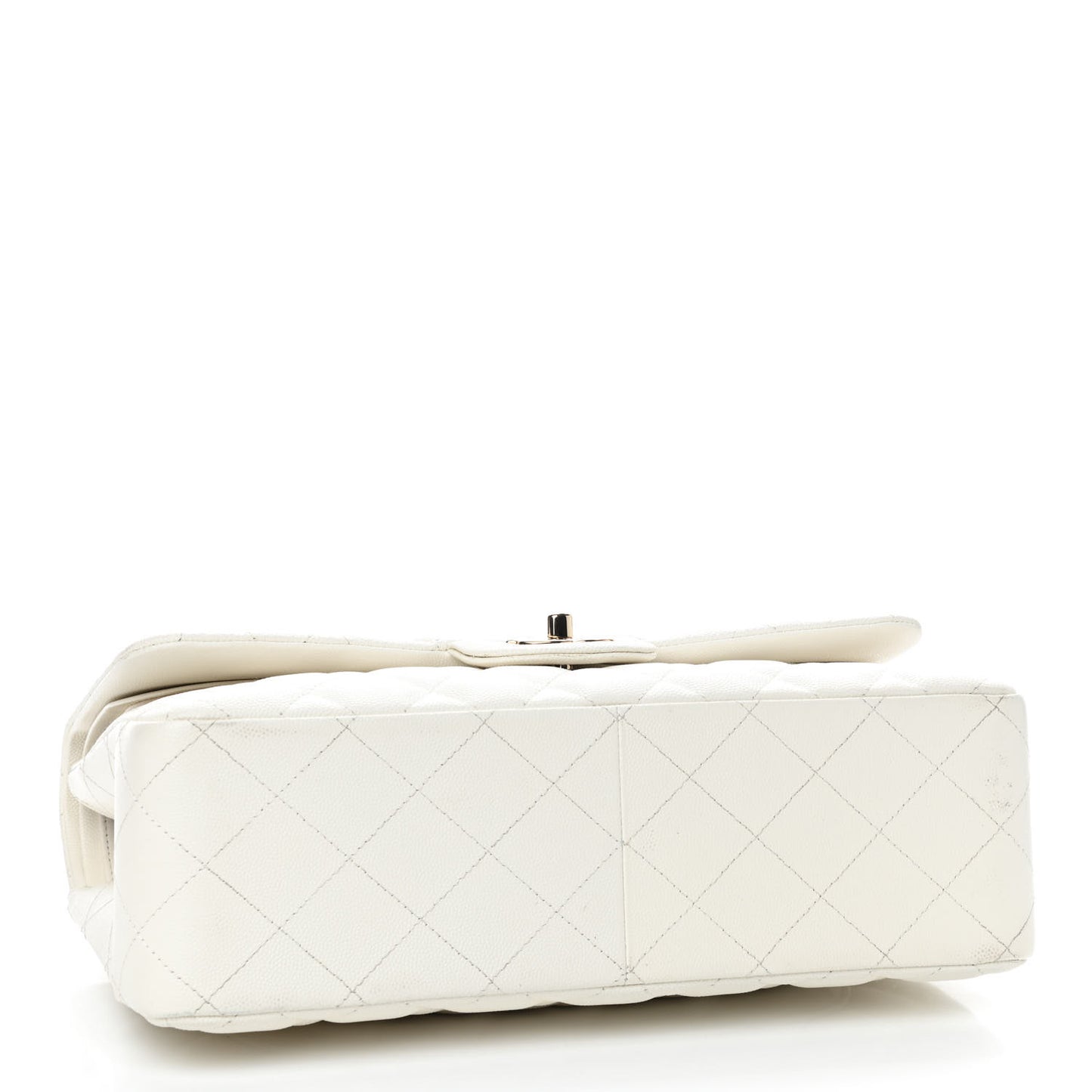 Caviar Quilted Jumbo Double Flap White