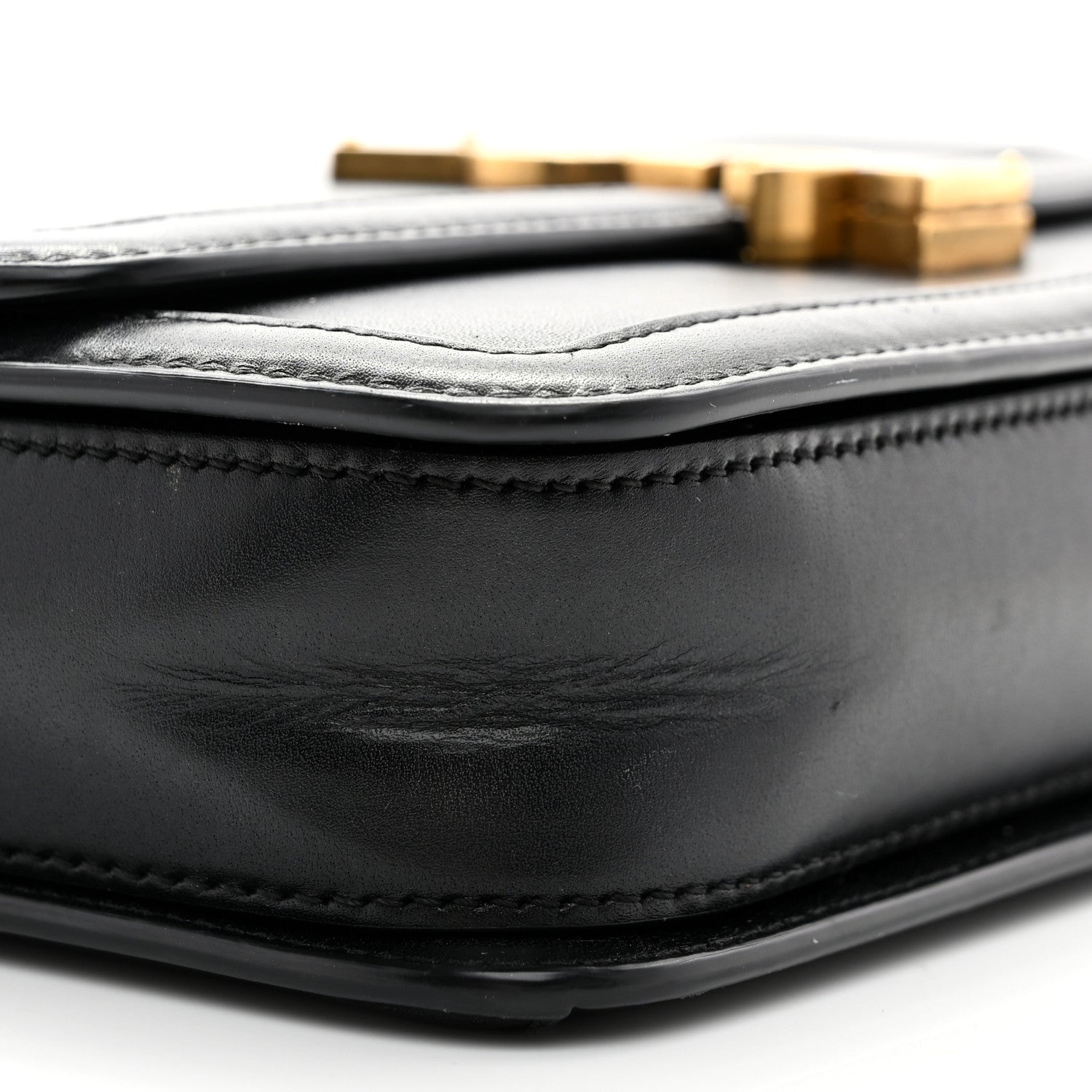 Saint Laurent Box Calfskin Monogram Medium Solferino Satchel Black 10 of 12