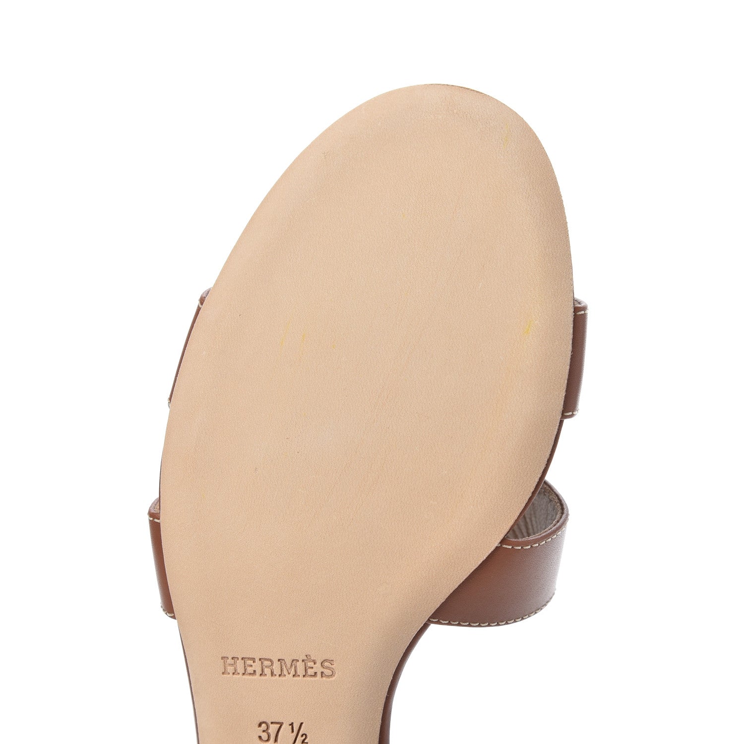 Hermes Calfskin Oasis Sandals 37.5 Gold 10 of 14