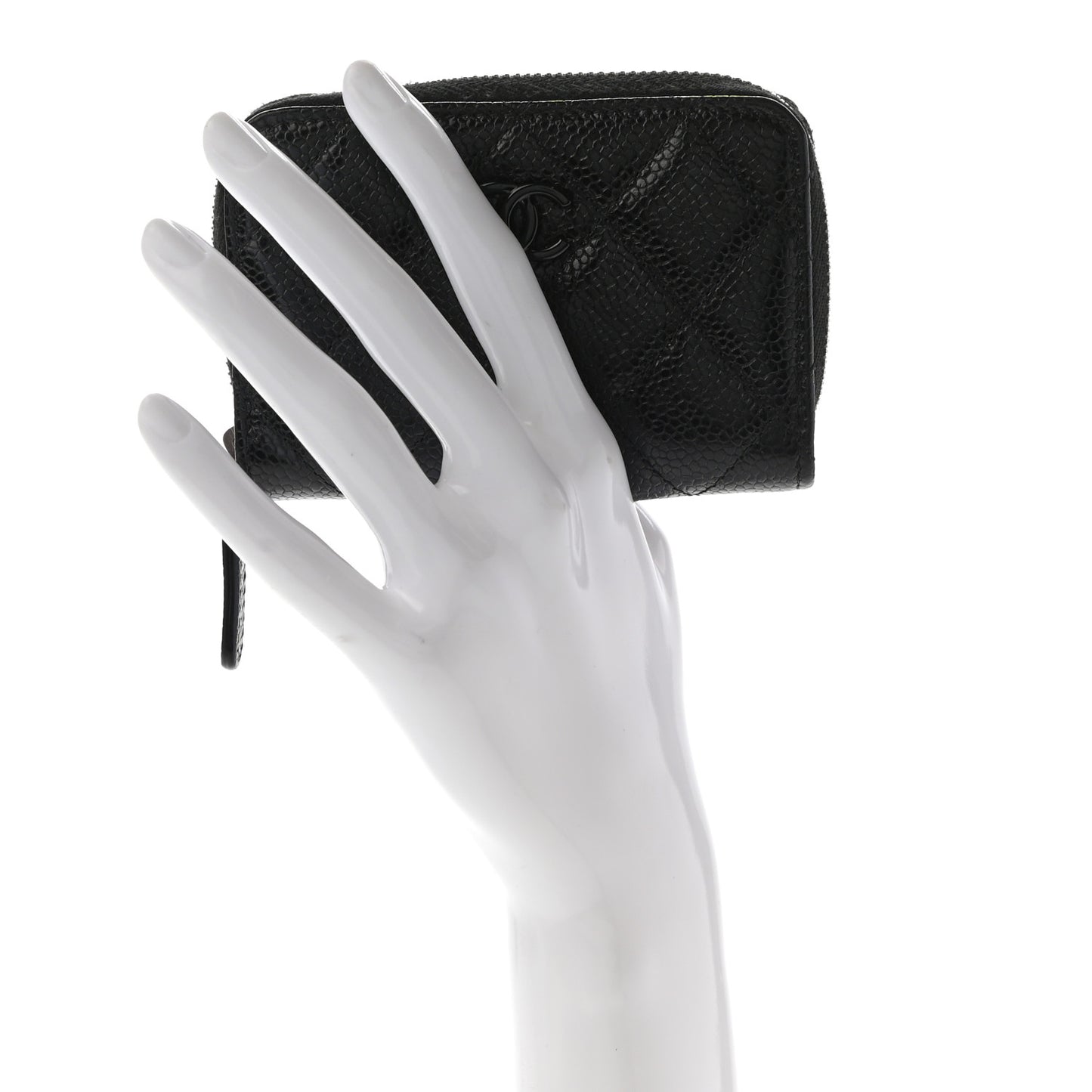 Caviar Quilted Incognito Zip Coin Purse Black