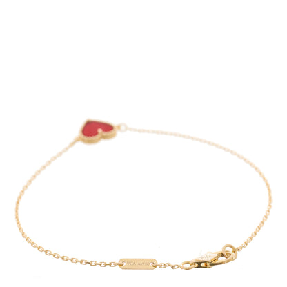 Van Cleef & Arpels 18K Rose Gold Carnelian Sweet Alhambra Heart Bracelet 2 of 4