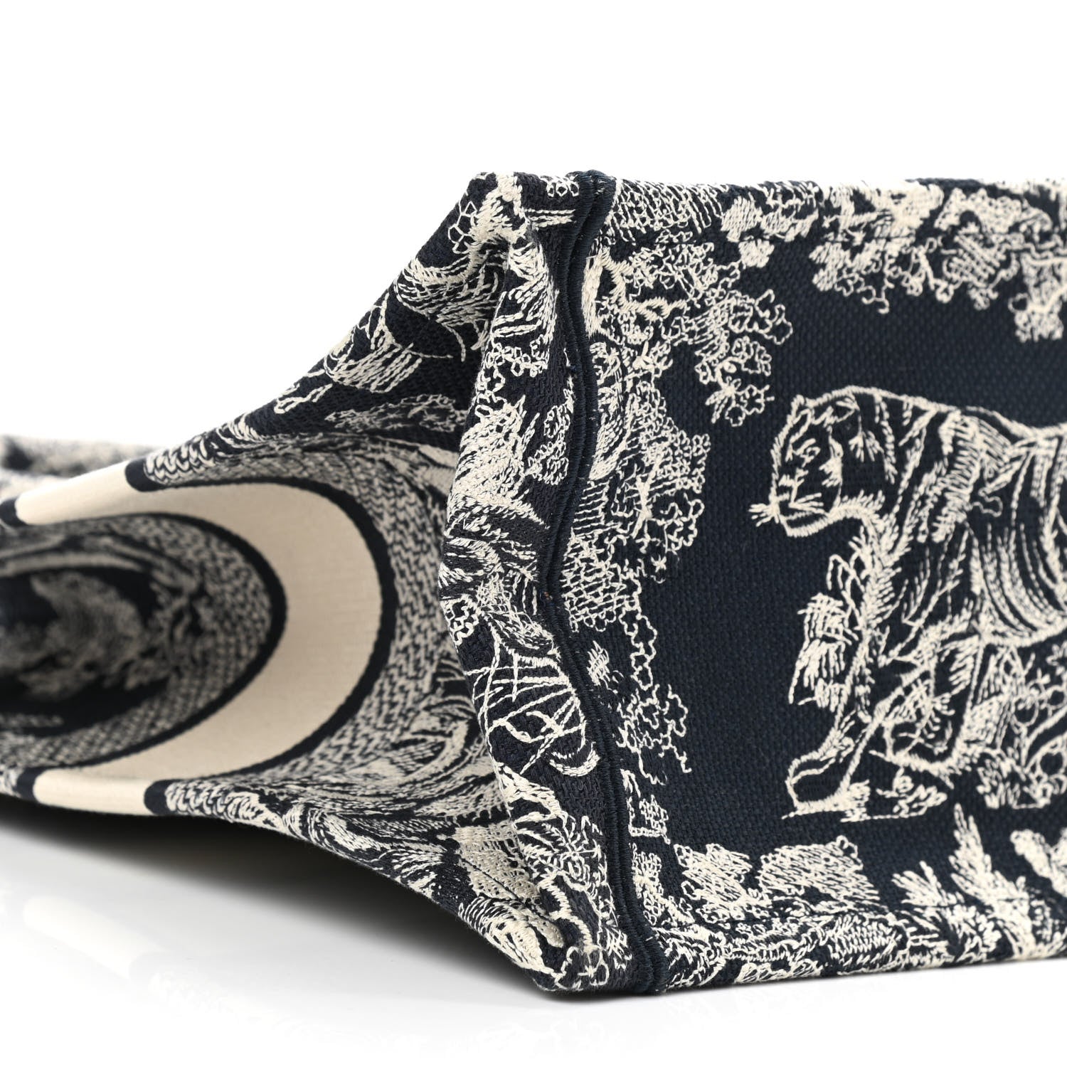 Christian Dior Canvas Embroidered Medium Toile De Jouy Reverse Book Tote Blue 9 of 10