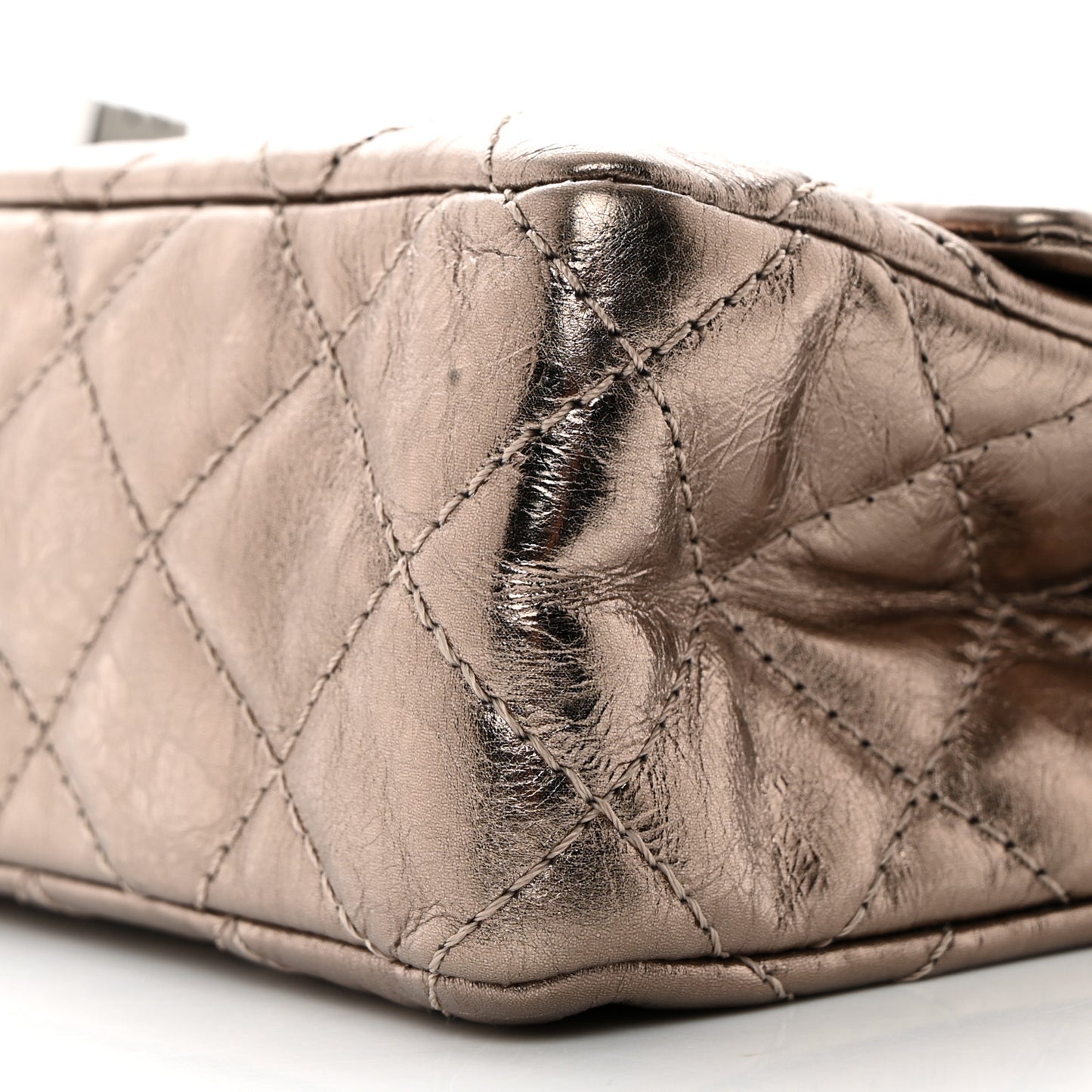 Metallic Aged Calfskin Quilted 2.55 Reissue 226 Flap Dark Silver