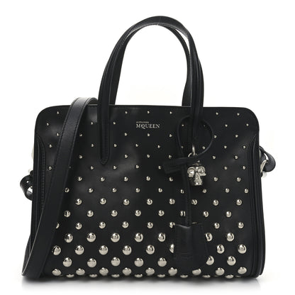Alexander McQueen Calfskin Small Studded Padlock Zip Around Tote Black White 1 of 10