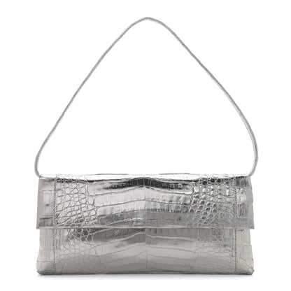 Nancy Gonzalez Metallic Crocodile Clutch Silver 1 of 11