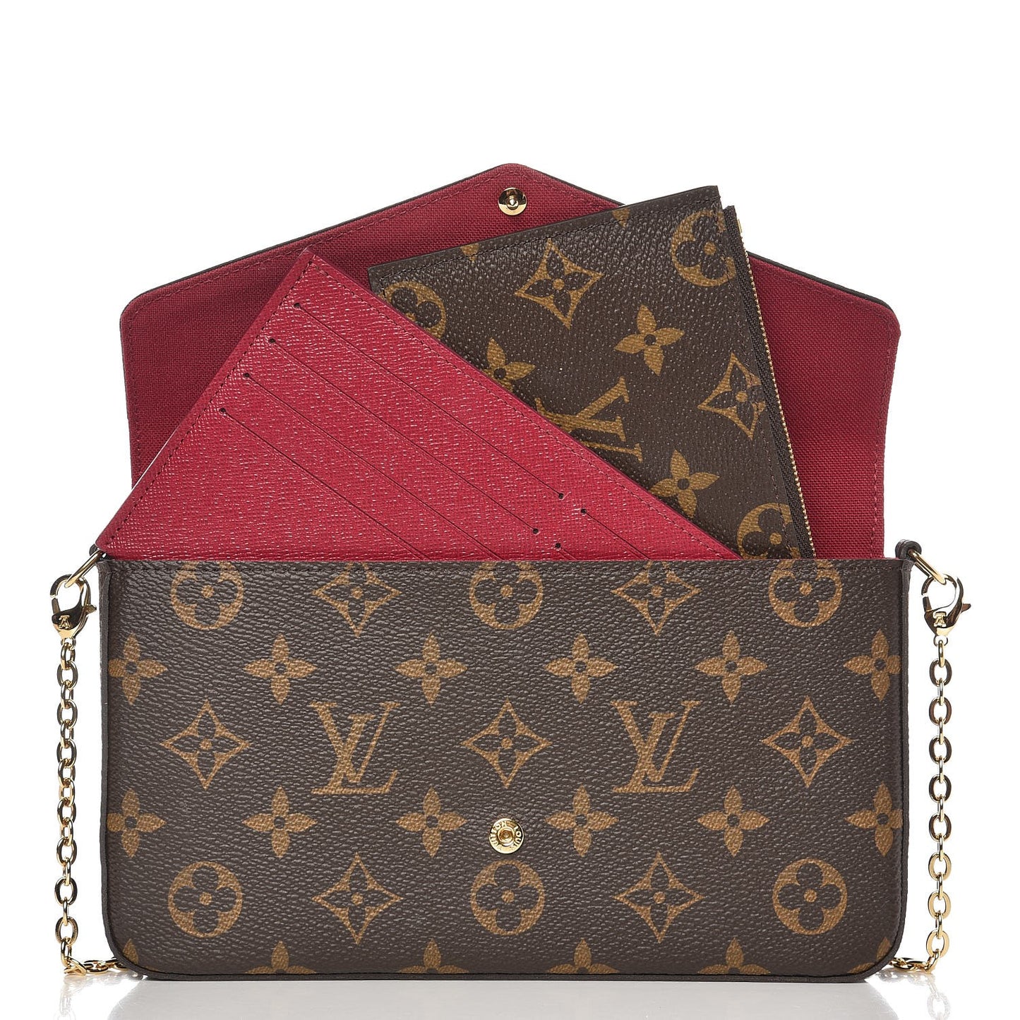 Monogram Pochette Felicie Chain Wallet Fuchsia