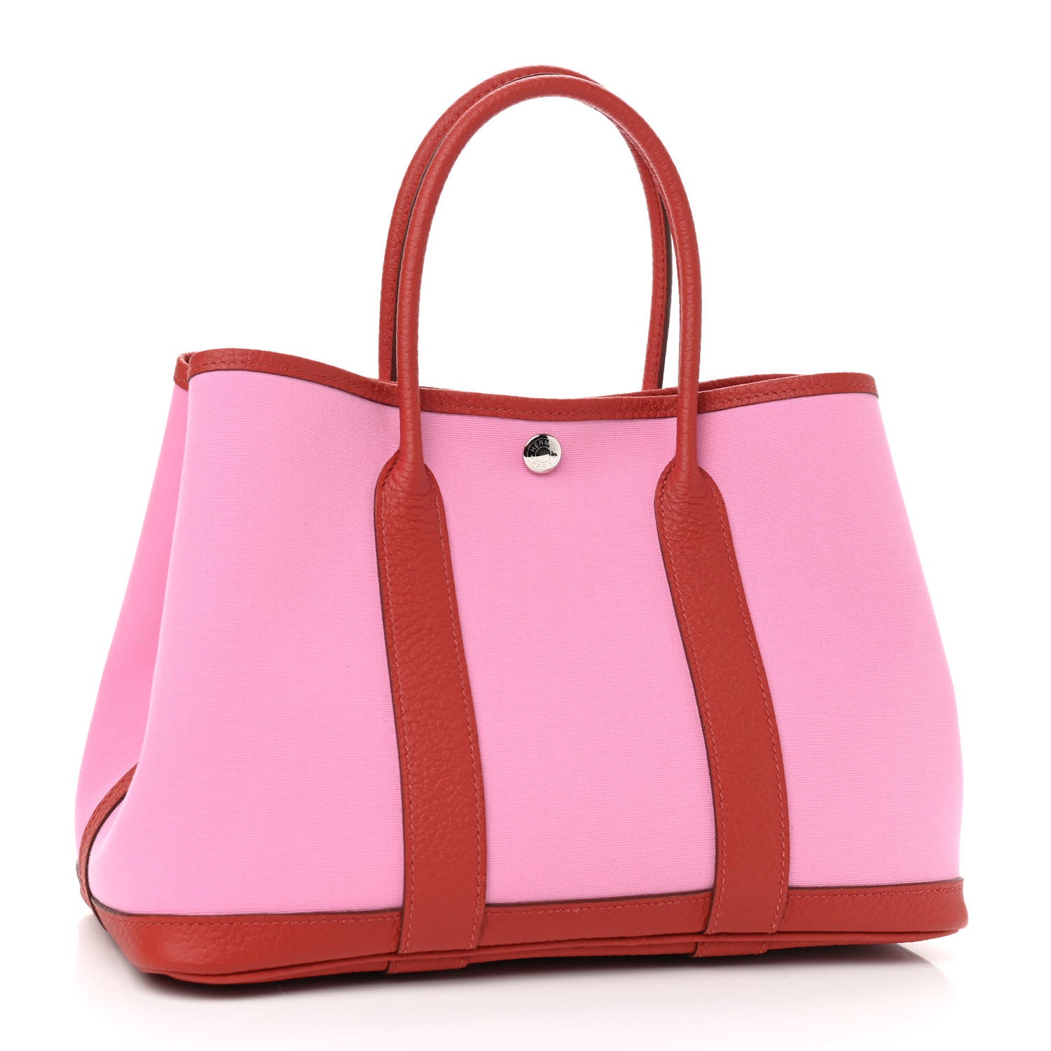 Hermes Toile Militaire Vache Country Garden Party Tote 30 Bubblegum Rouge Dushesse 2 of 8