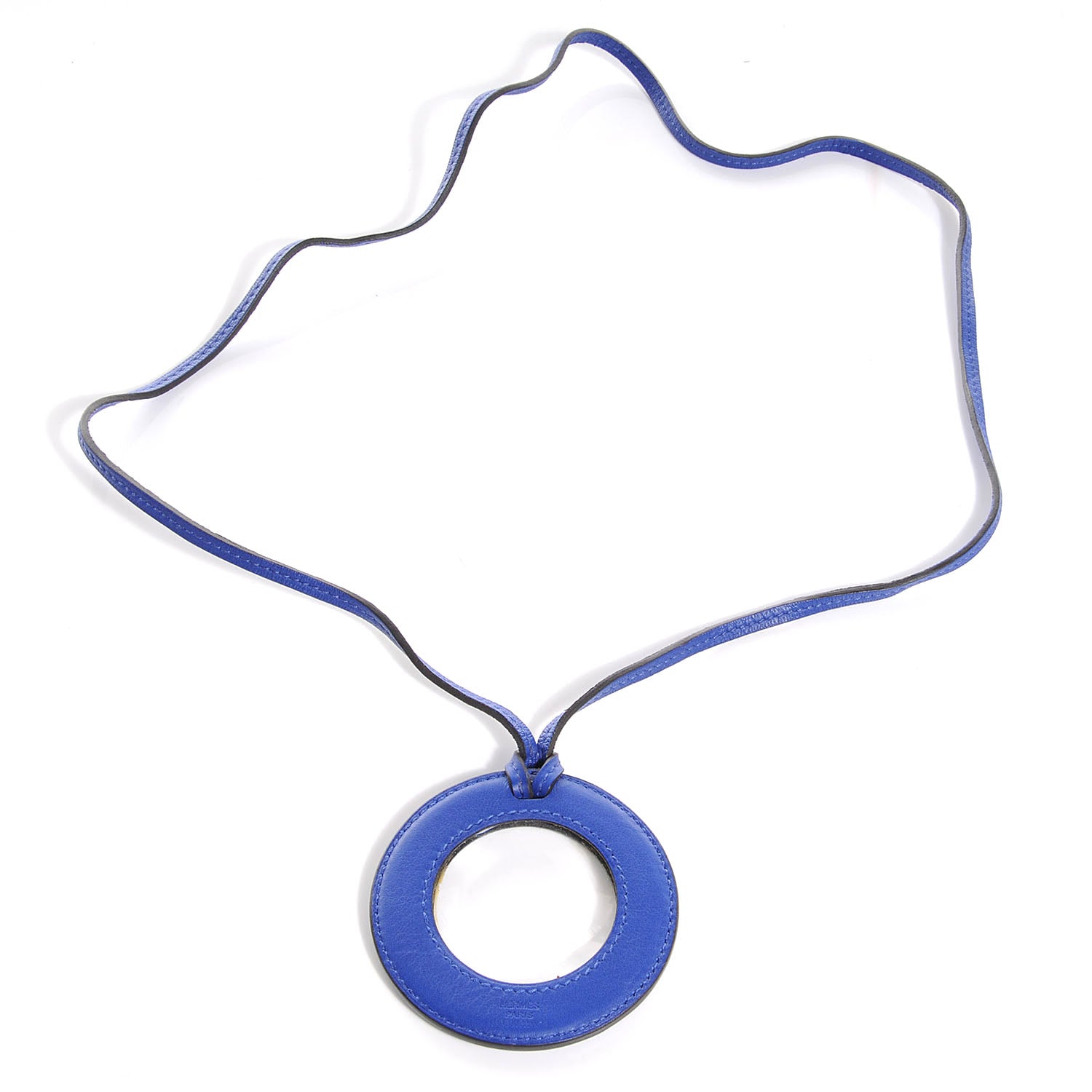 Hermes Lambskin Loupe Magnifying Glass Pendant Bleu Electrique 3 of 5