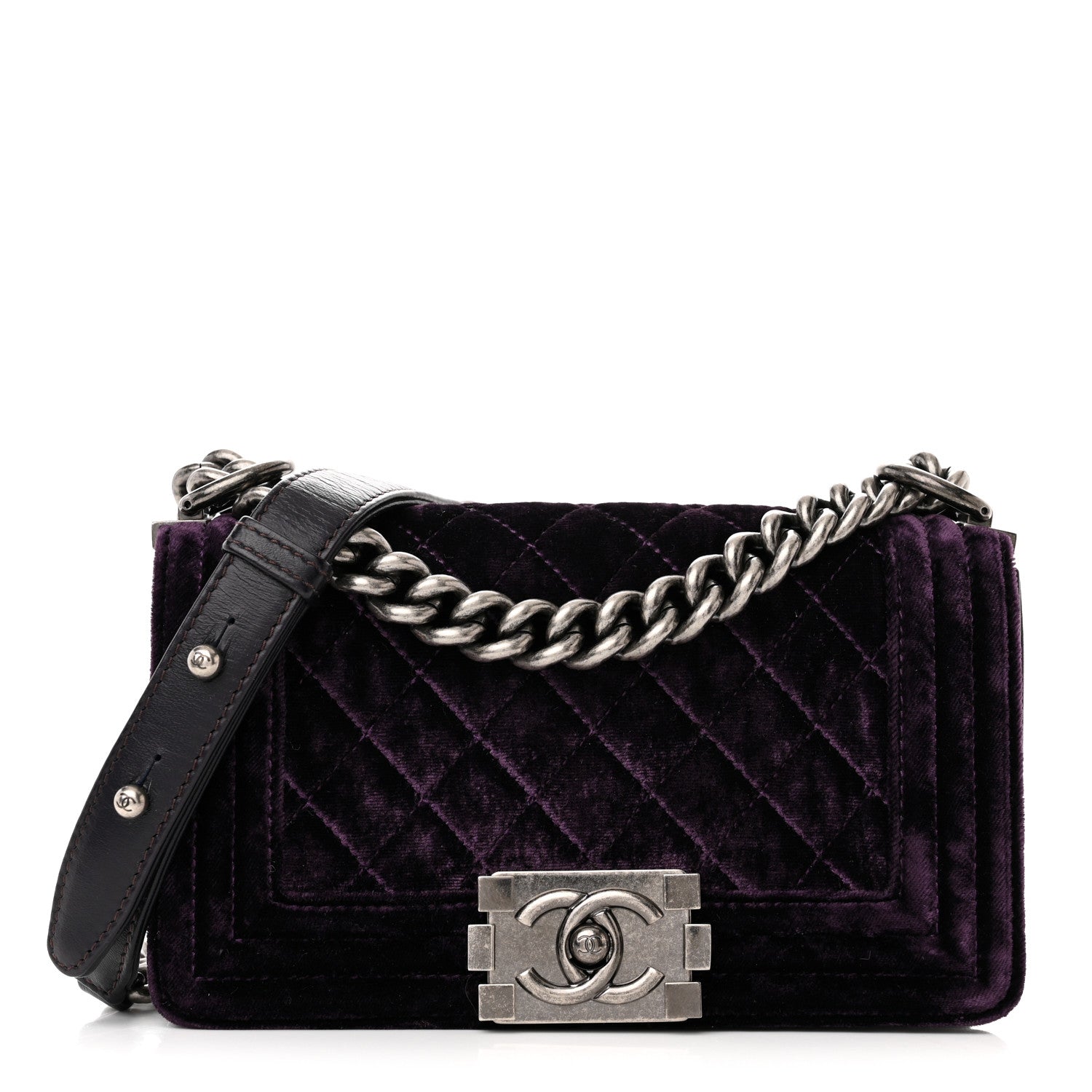 Chanel Velvet Quilted Small Boy Flap Purple 1 of 13