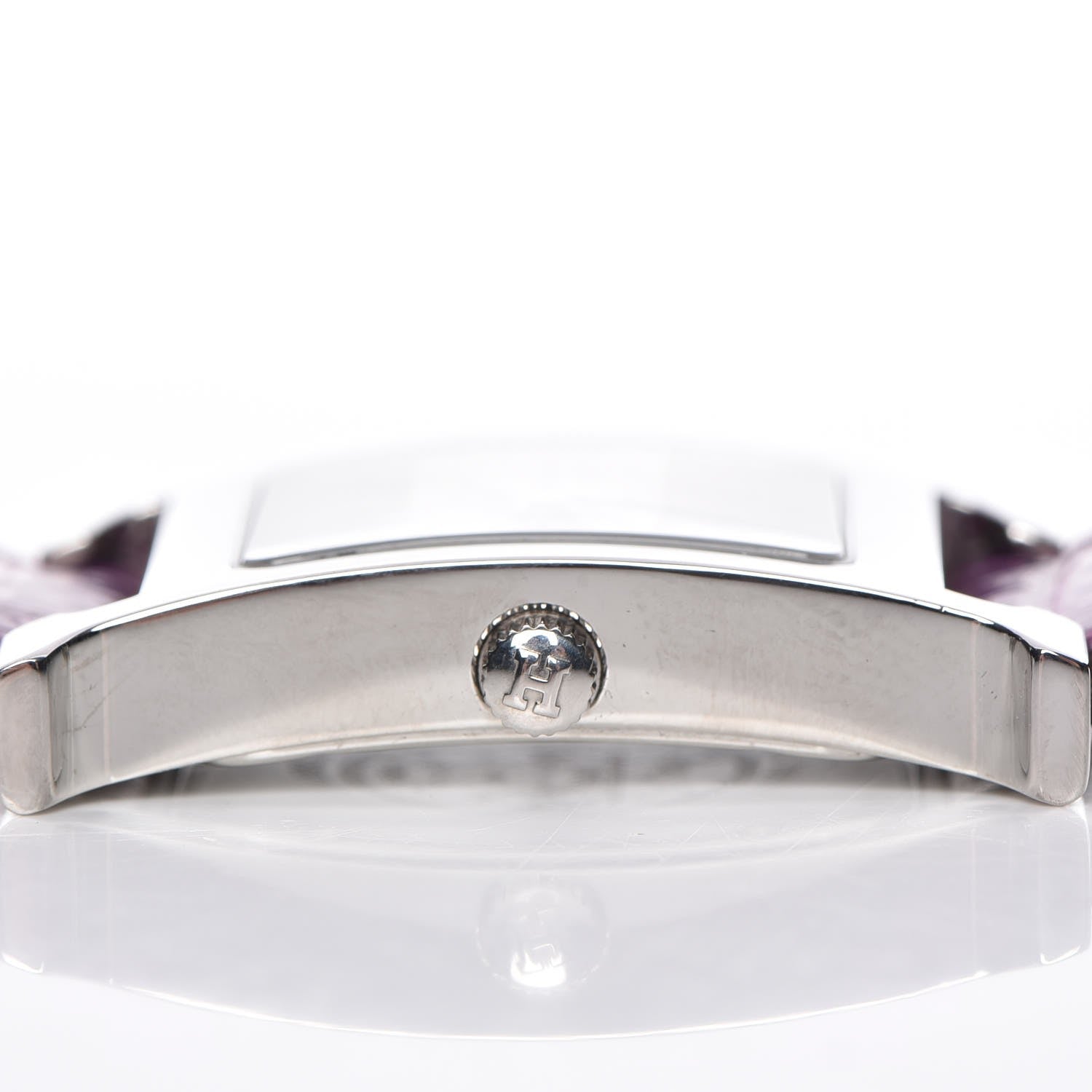 Hermes Stainless Steel Alligator 26mm Heure H Hour Quartz Watch Violet 9 of 12